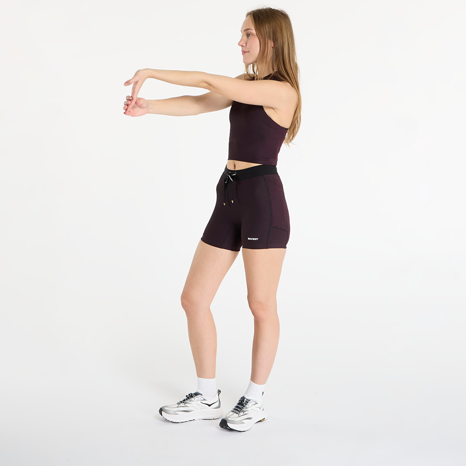 Tērpu topi Bandit Striped Cadence™ Mockneck Halter Race Crop Black/ Fig