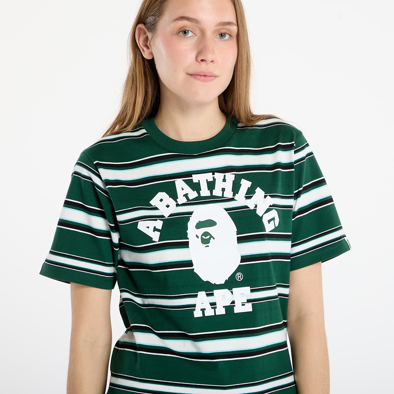 Männer T-Shirts A BATHING APE College Stripe Tee Green