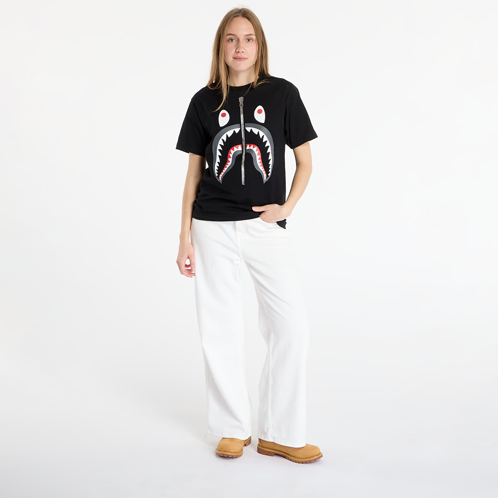 T-shirts de homem A BATHING APE Shark Tee UNISEX Black