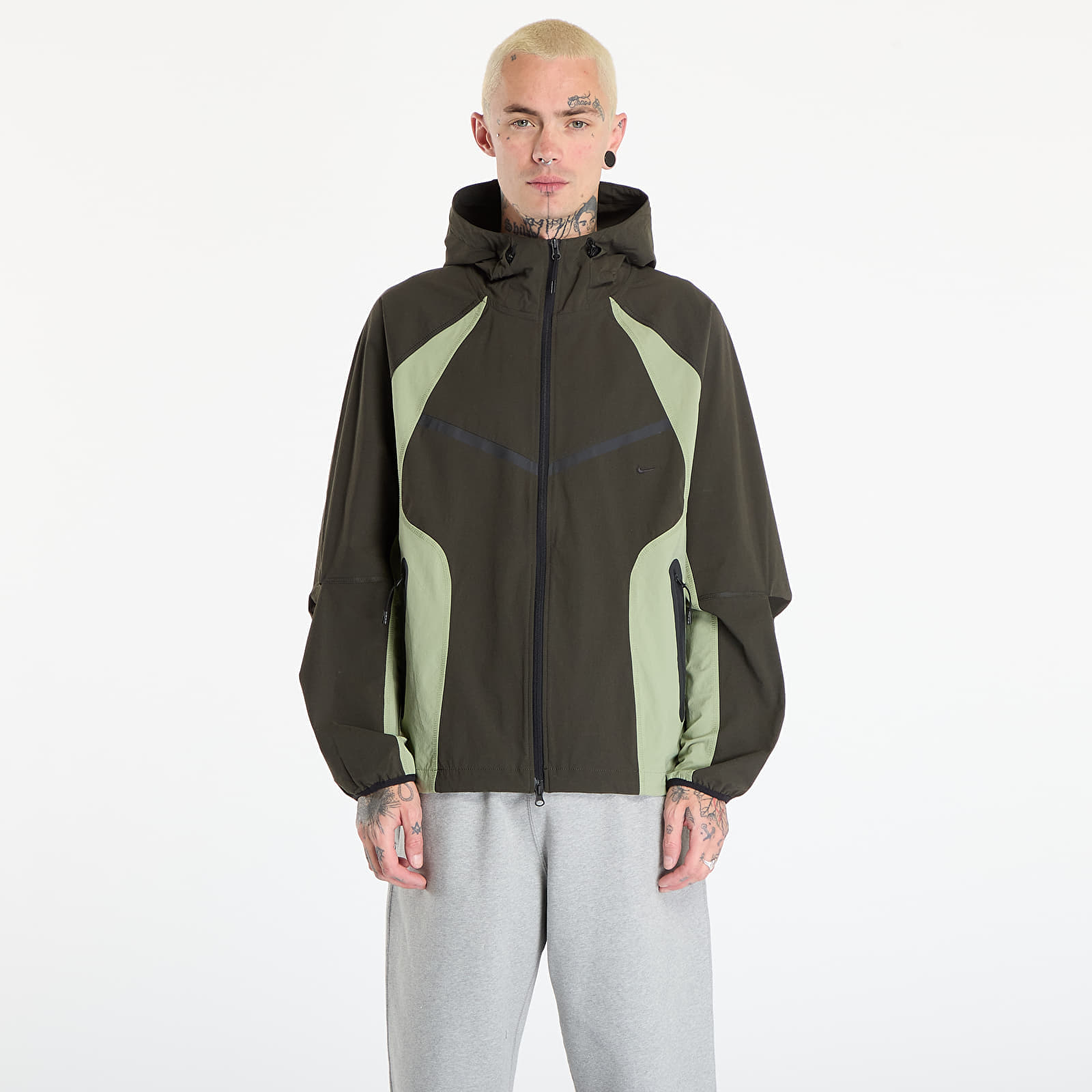 Jachetă Nike Tech Mens Dri-FIT Woven Color-Block Windrunner Loose Jacket Sequoia/ Oil Green/ Black L