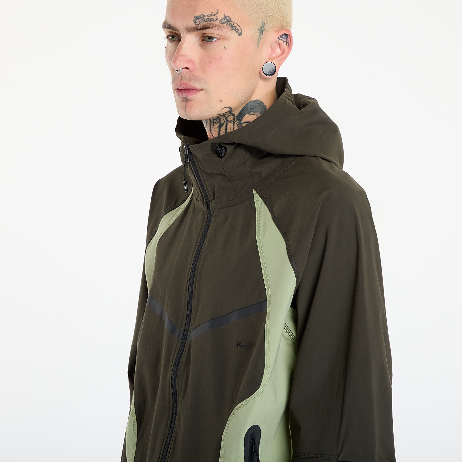Jacken Nike Tech Men's Dri-FIT Woven Color-Block Windrunner Loose Jacket Sequoia/ Oil Green/ Black