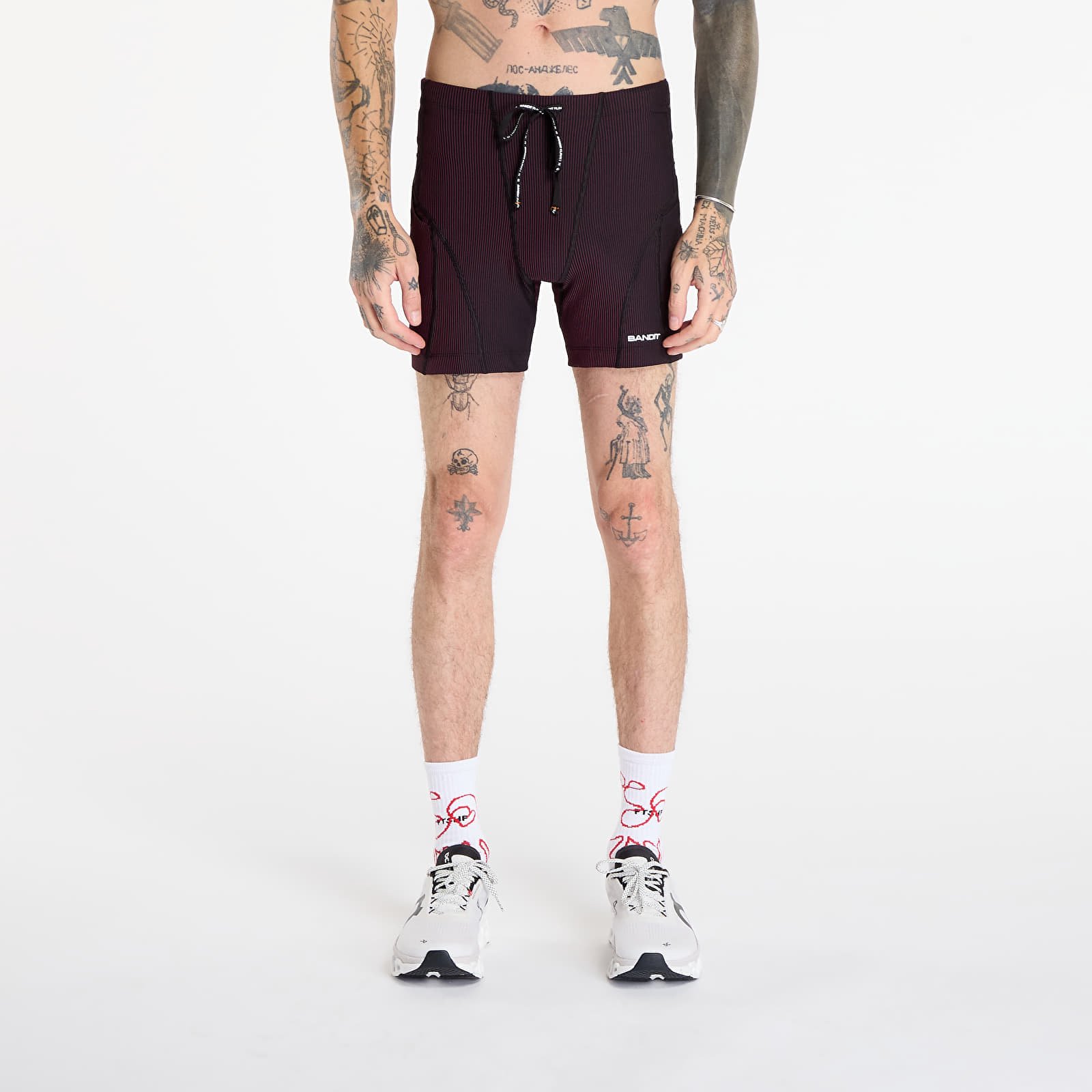 Pantaloni scurți Bandit Striped Cadence™ 7 Pocket Quarter Tights Black/ Fig M