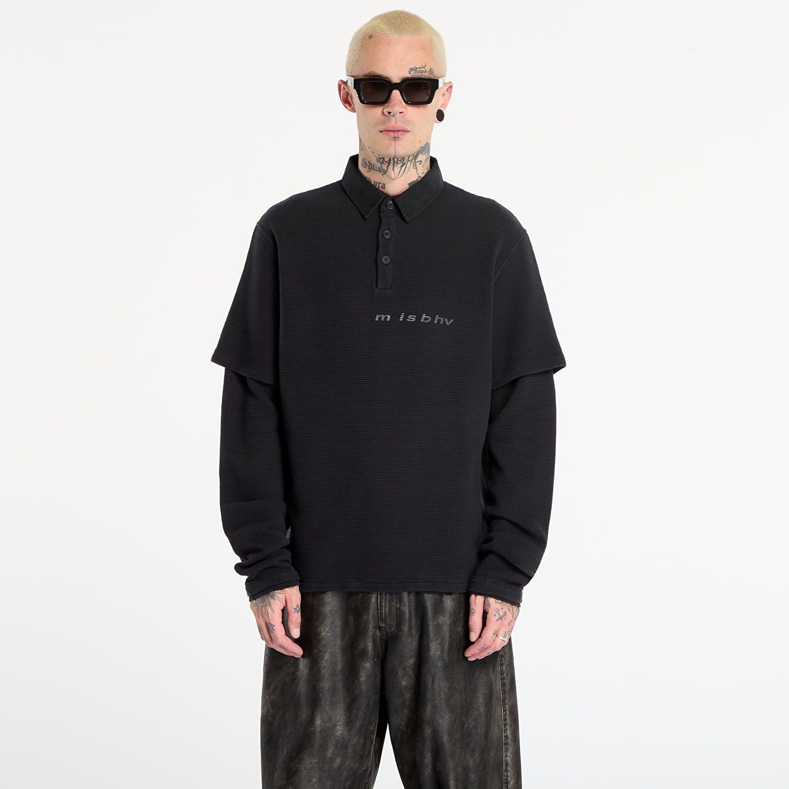 T-shirts MISBHV Layered Polo Longsleeve Washed Black