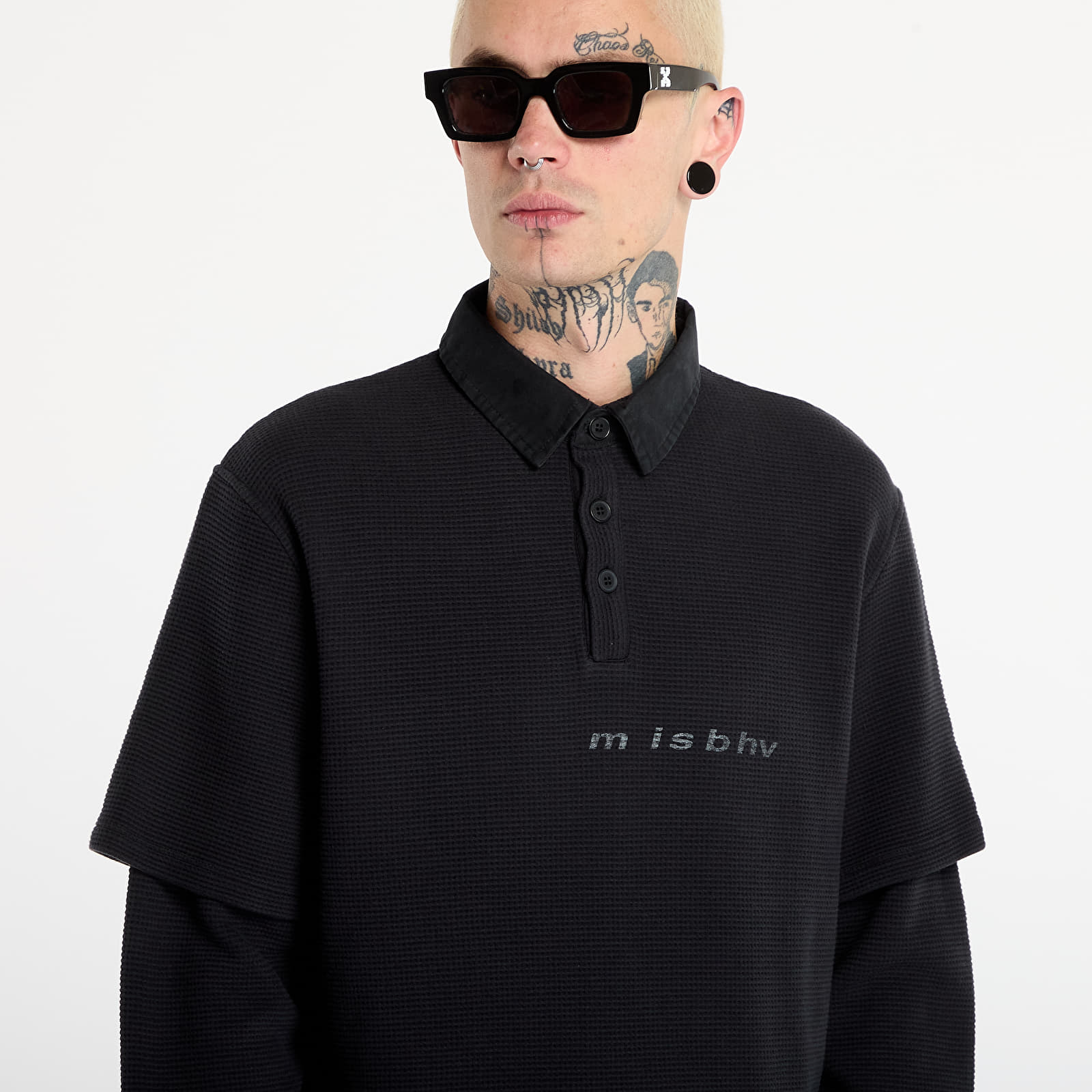 T-shirts MISBHV Layered Polo Longsleeve Washed Black