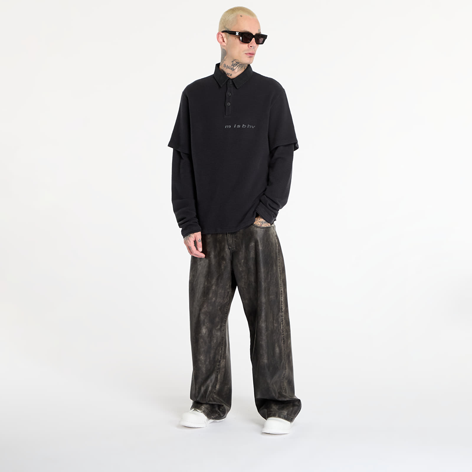 T-shirts MISBHV Layered Polo Longsleeve Washed Black
