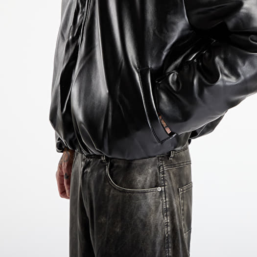 MISBHV Faux Leather Puffer Bomber Jacket Black | Footshop