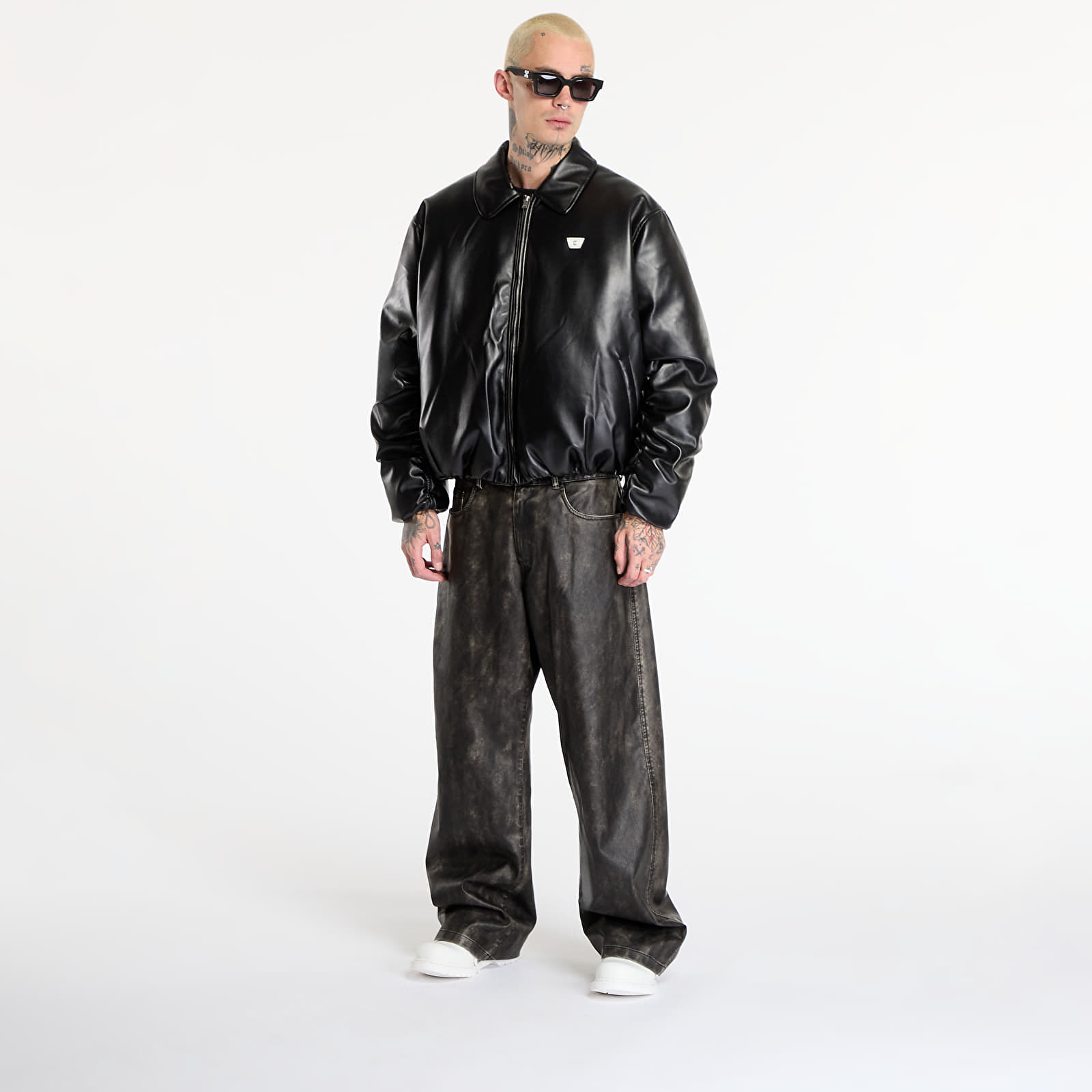 Jakne MISBHV Faux Leather Puffer Bomber Jacket Black
