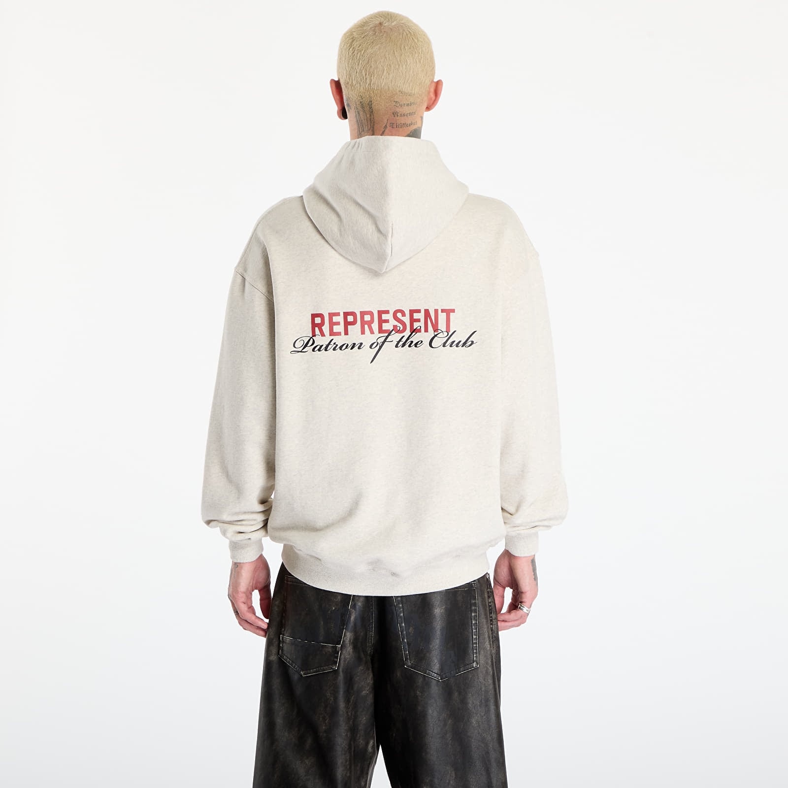 Džemperiai su gobtuvais ir džemperiai REPRESENT Patron Of The Club Hoodie UNISEX Cream Marl