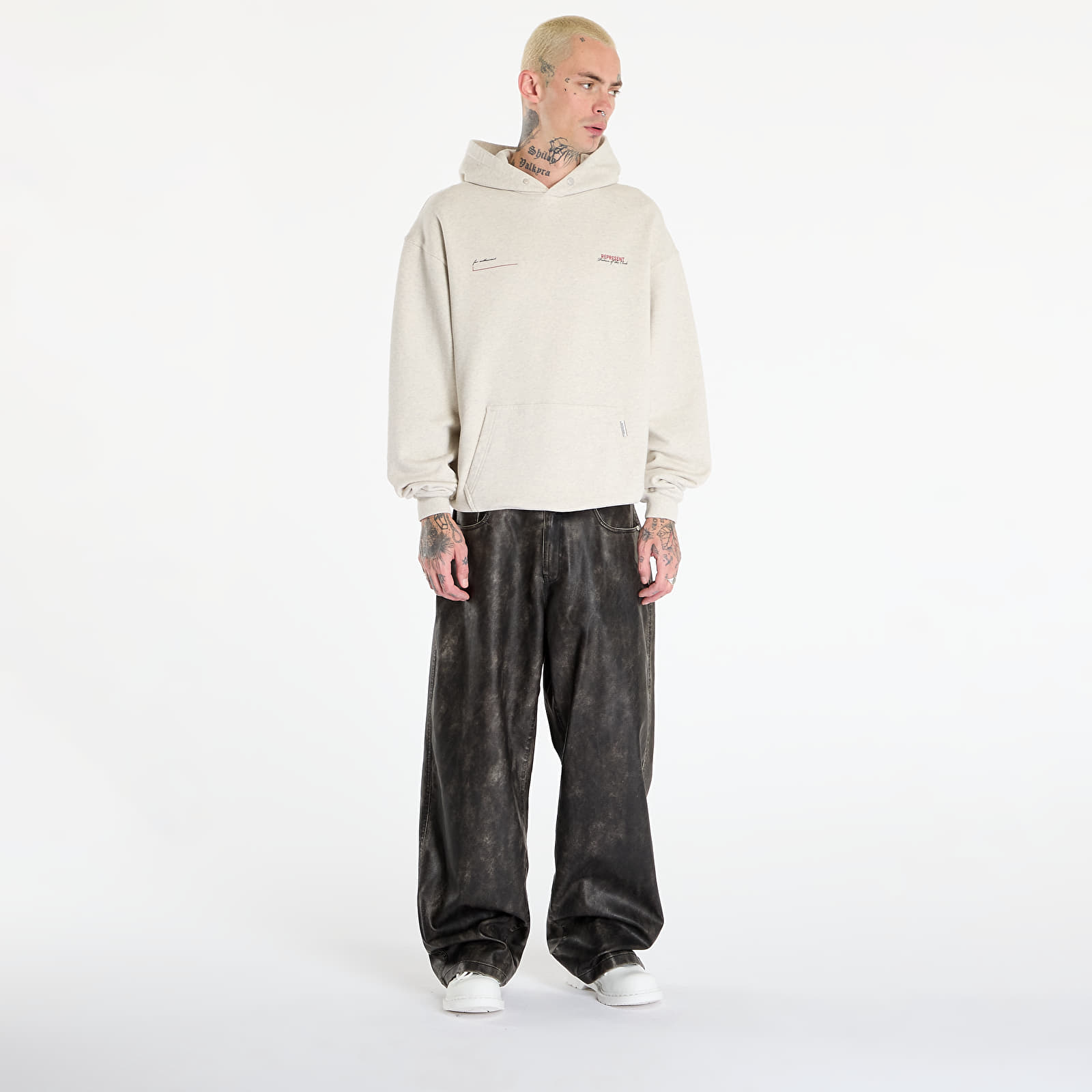 Džemperiai su gobtuvais ir džemperiai REPRESENT Patron Of The Club Hoodie UNISEX Cream Marl