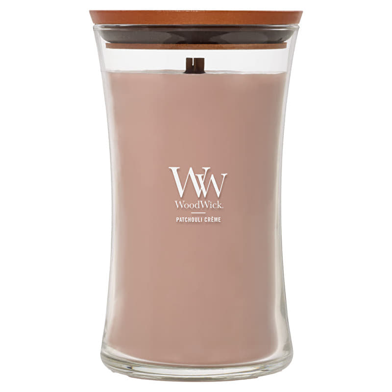 Woodwick Large Hourglass Candle Patchouli Creme