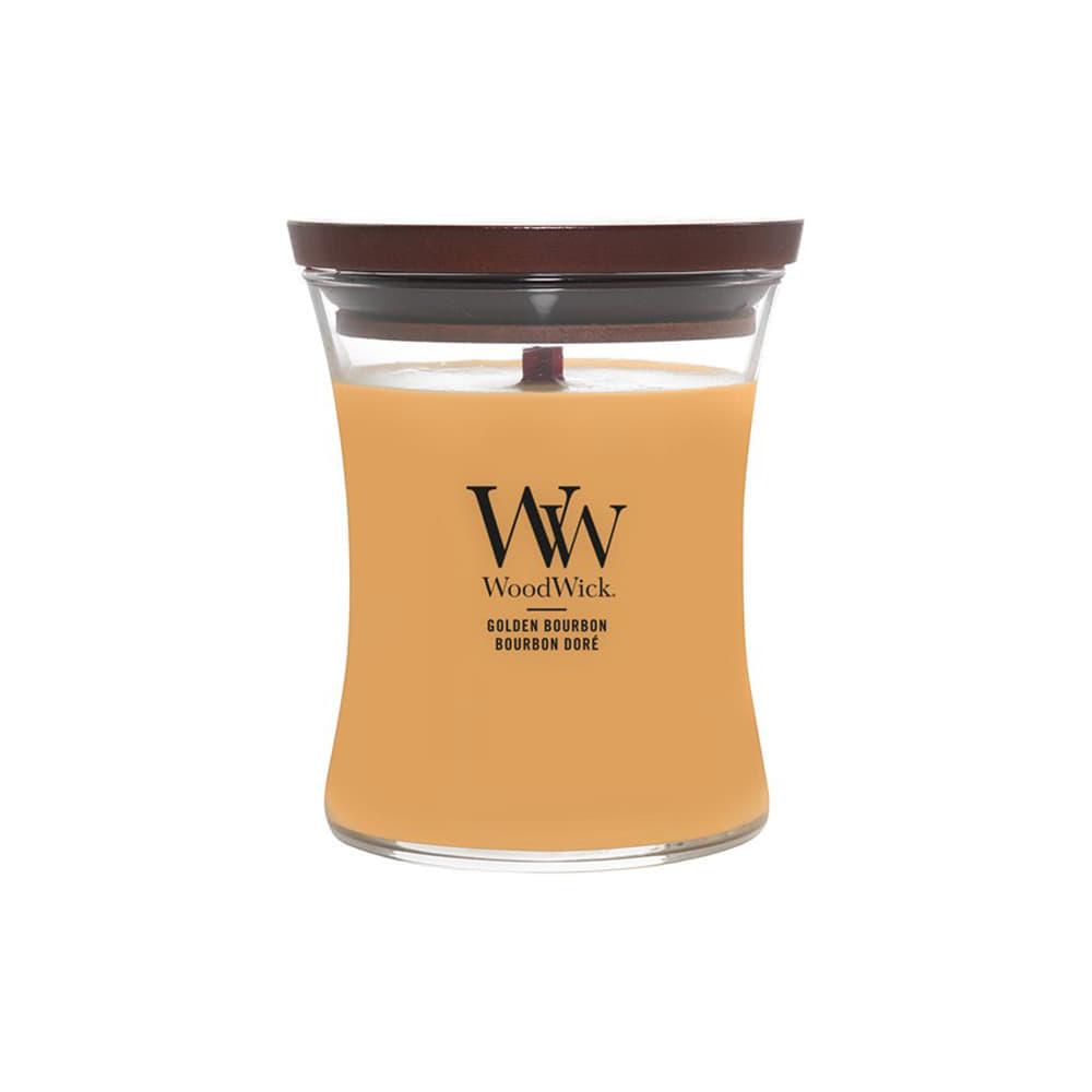 Woodwick Medium Hourglass Candle Golden Bourbon Universal