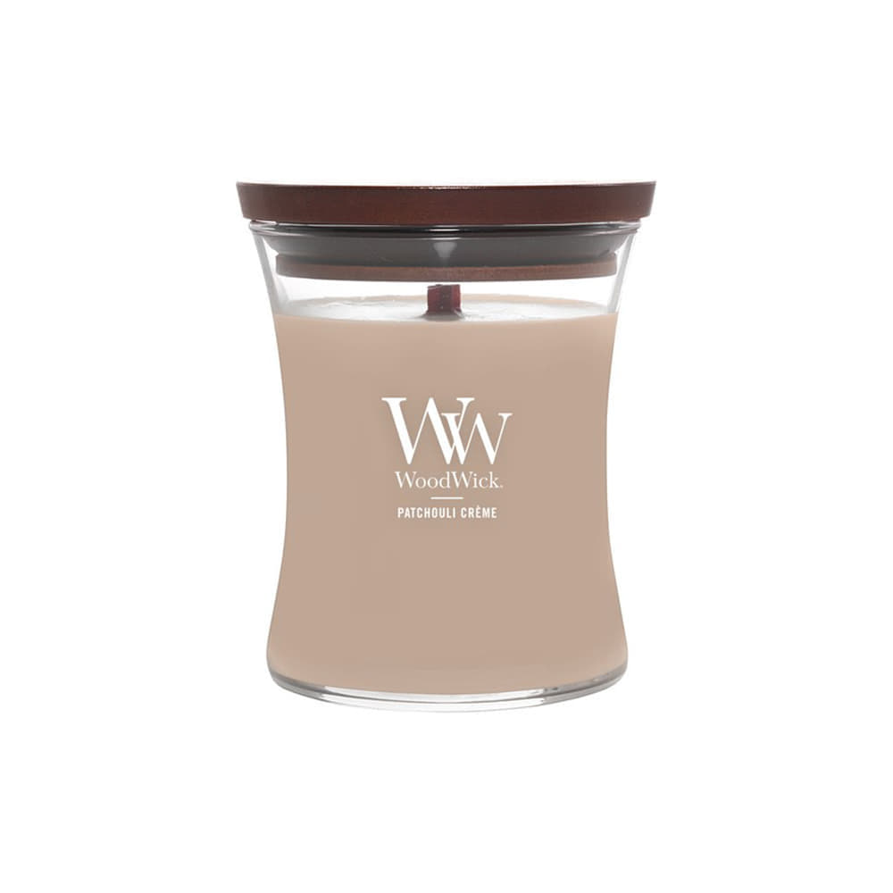 Woodwick Medium Hourglass Candle Patchouli Creme Universal