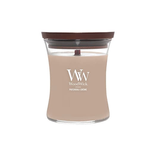 Woodwick Medium Hourglass Candle Patchouli Creme