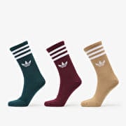adidas 3-Stripes Crew Socks 3-Pack Maroon/ Aurora Ivy/ Cardboard