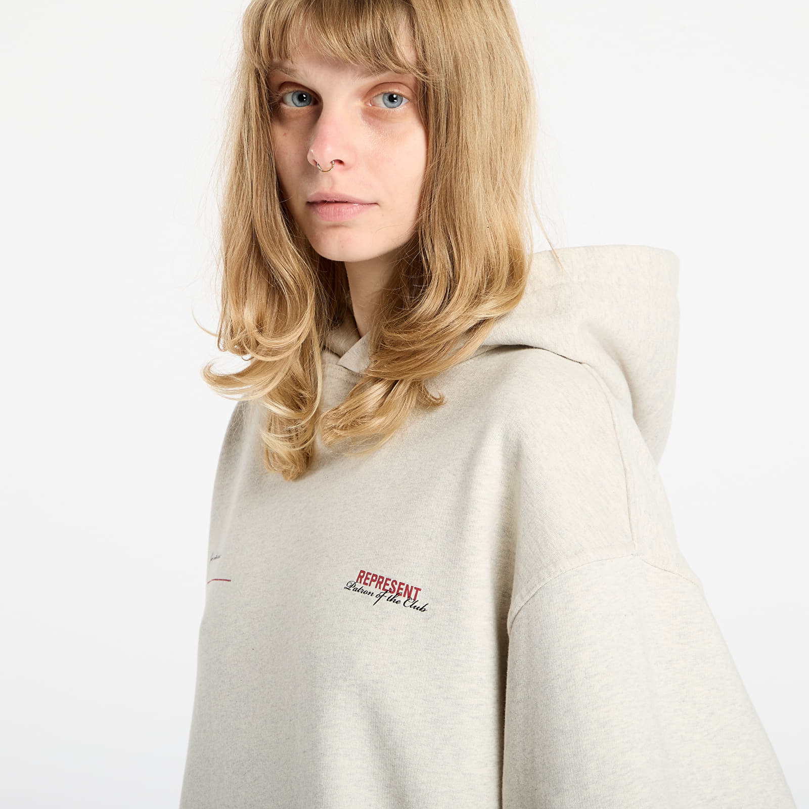 Džemperiai su gobtuvais ir džemperiai REPRESENT Patron Of The Club Hoodie UNISEX Cream Marl