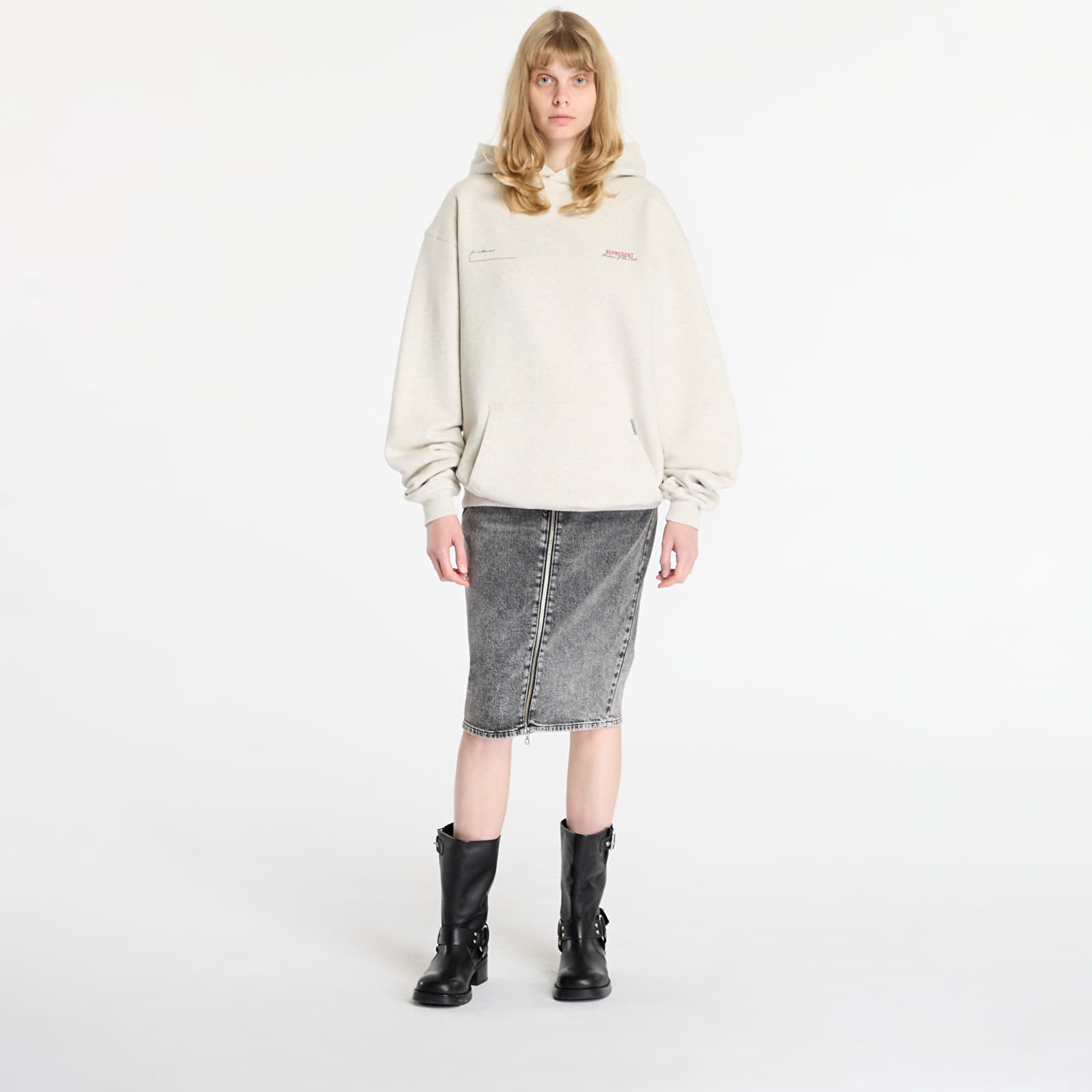 Džemperiai su gobtuvais ir džemperiai REPRESENT Patron Of The Club Hoodie UNISEX Cream Marl