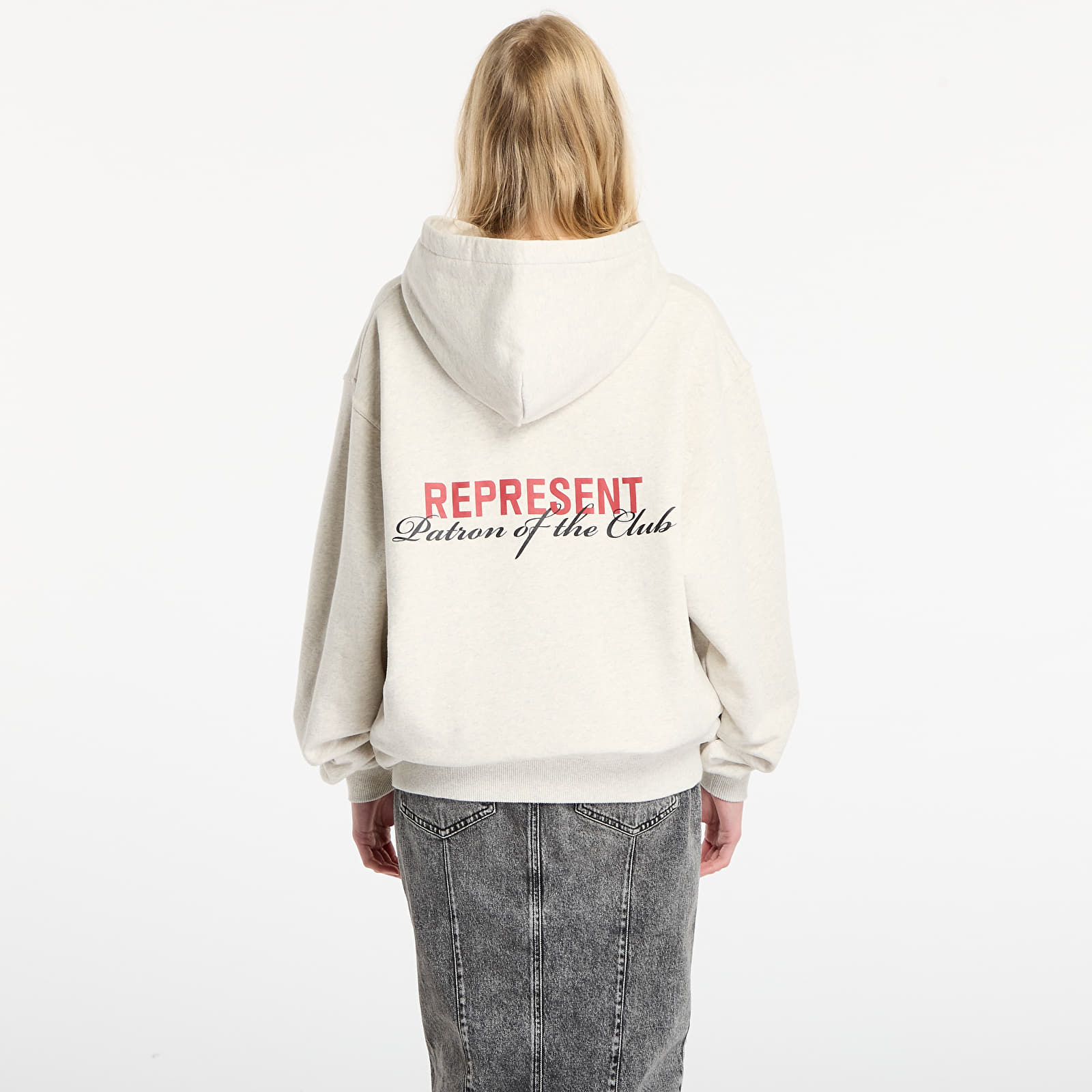 Džemperiai su gobtuvais ir džemperiai REPRESENT Patron Of The Club Hoodie UNISEX Cream Marl