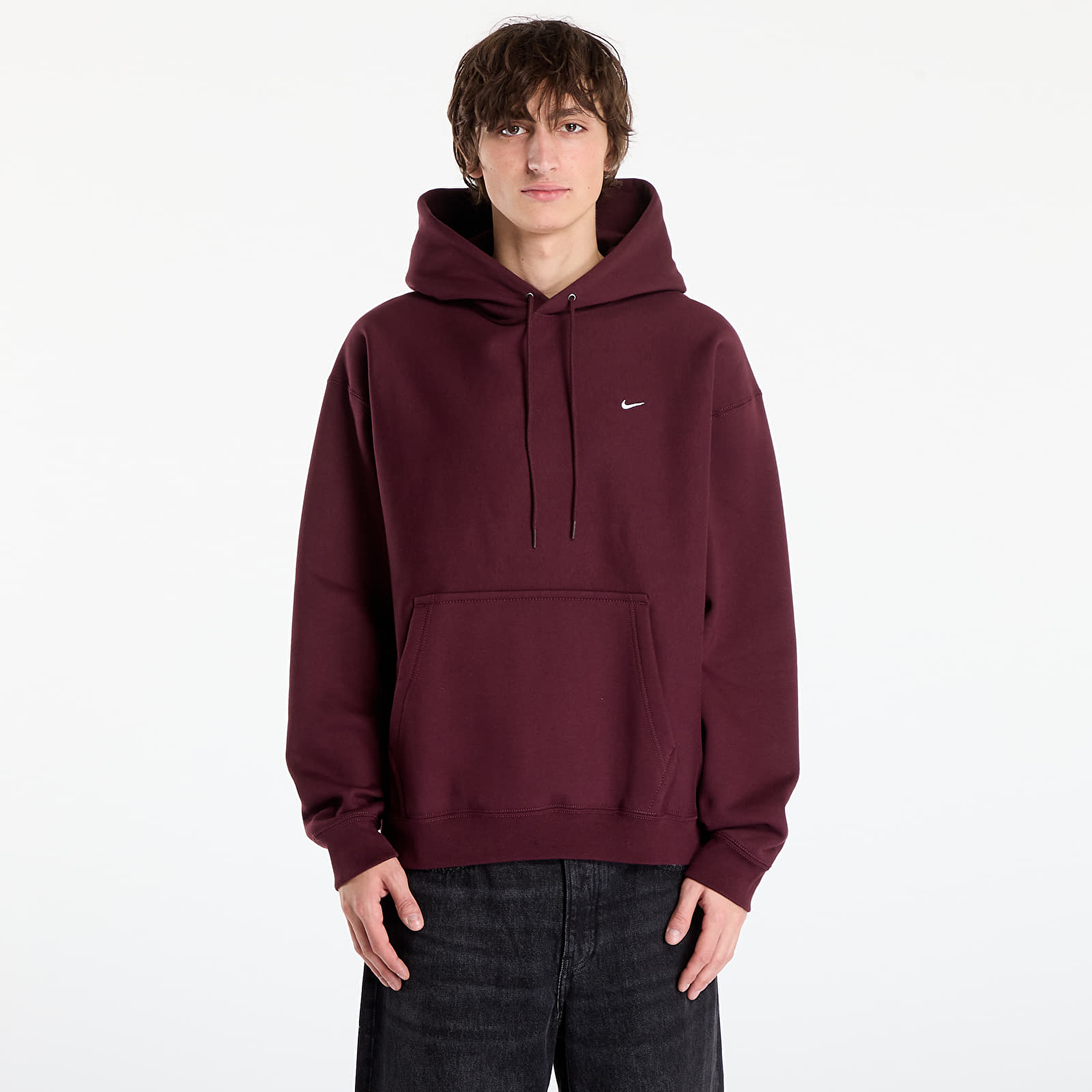 Mikinas ar kapuci un sporta krekli Nike Solo Swoosh Men's Pullover Hoodie Burgundy Crush/ Burgundy Crush/ White