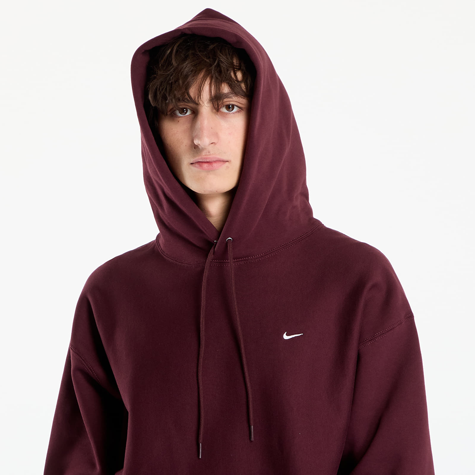 Mikinas ar kapuci un sporta krekli Nike Solo Swoosh Men's Pullover Hoodie Burgundy Crush/ Burgundy Crush/ White