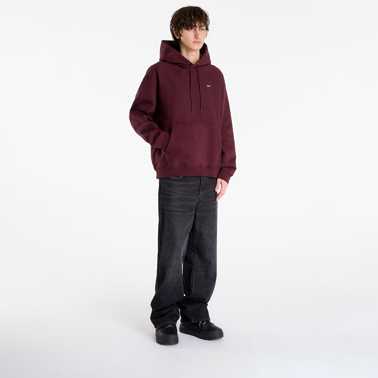 Mikinas ar kapuci un sporta krekli Nike Solo Swoosh Men's Pullover Hoodie Burgundy Crush/ Burgundy Crush/ White