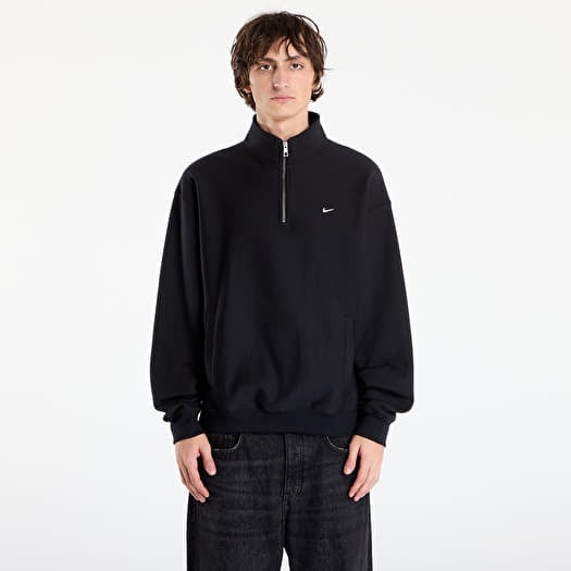 Nike Solo Swoosh Men's Fleece Quarter-Zip Top Black/ White