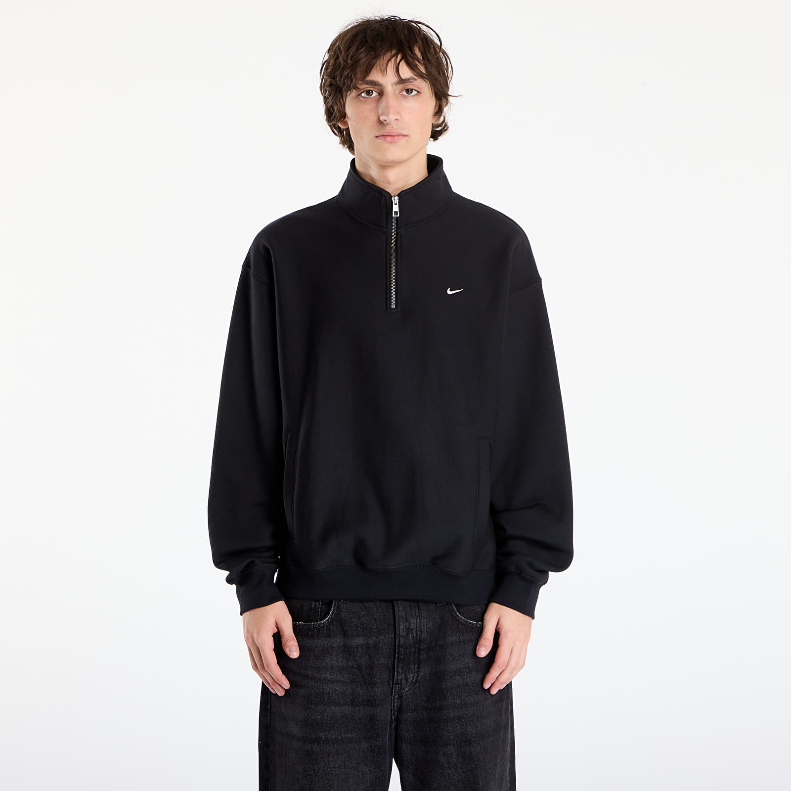 Hoodies and sweatshirts Nike Solo Swoosh Men's Fleece Quarter-Zip Top Black/ White