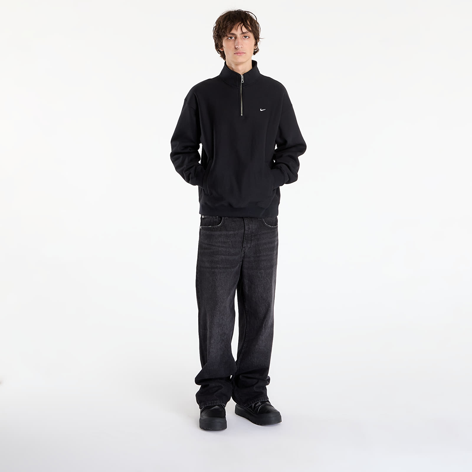 Hoodies and sweatshirts Nike Solo Swoosh Men's Fleece Quarter-Zip Top Black/ White