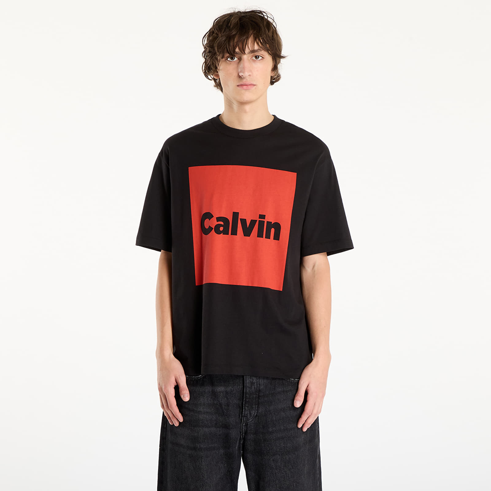 T-shirt Calvin Klein Jeans Ss 16S Io Calvin Box Graphic Tee Black M