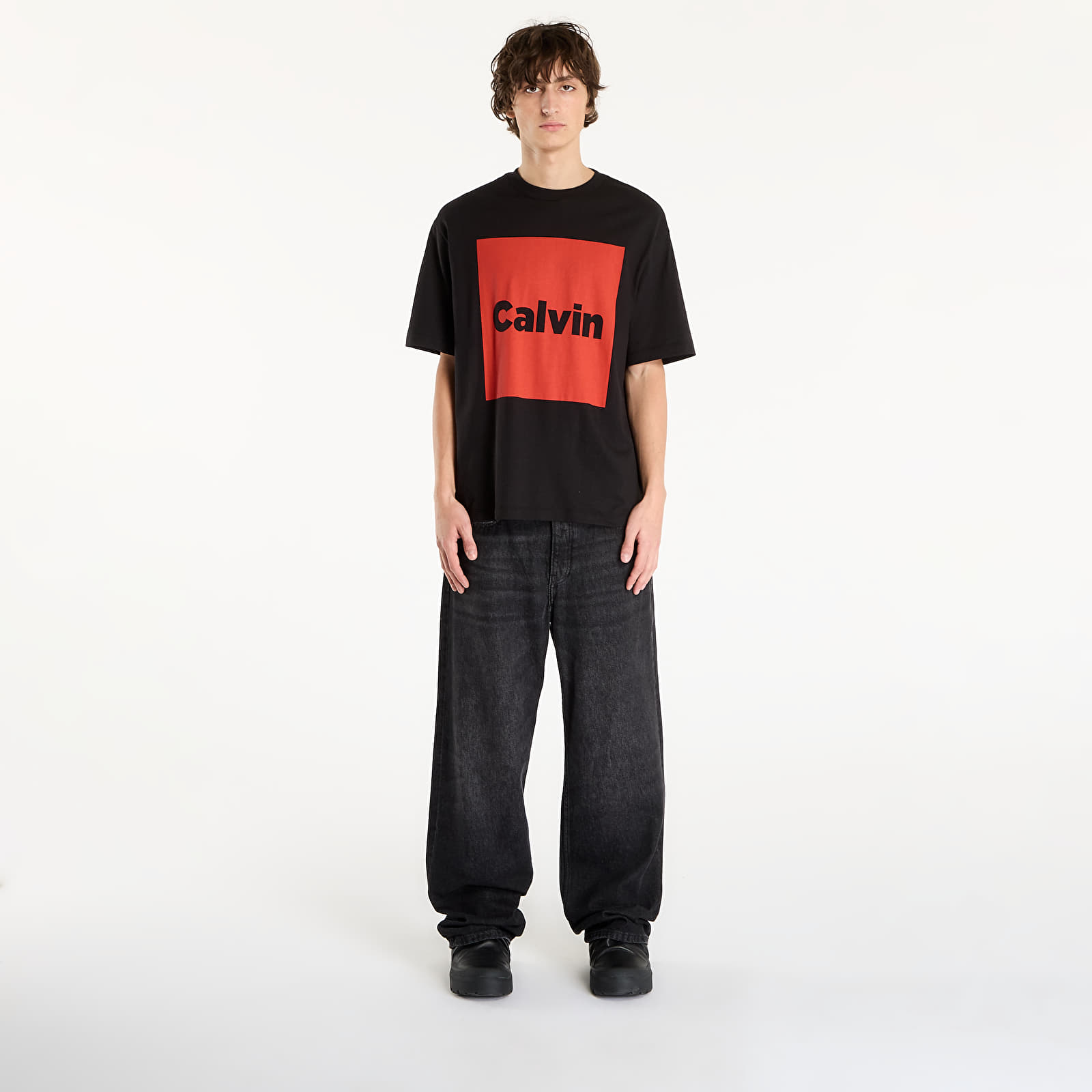 Men's T-shirts Calvin Klein Jeans Ss 16S Io Calvin Box Graphic Tee Black