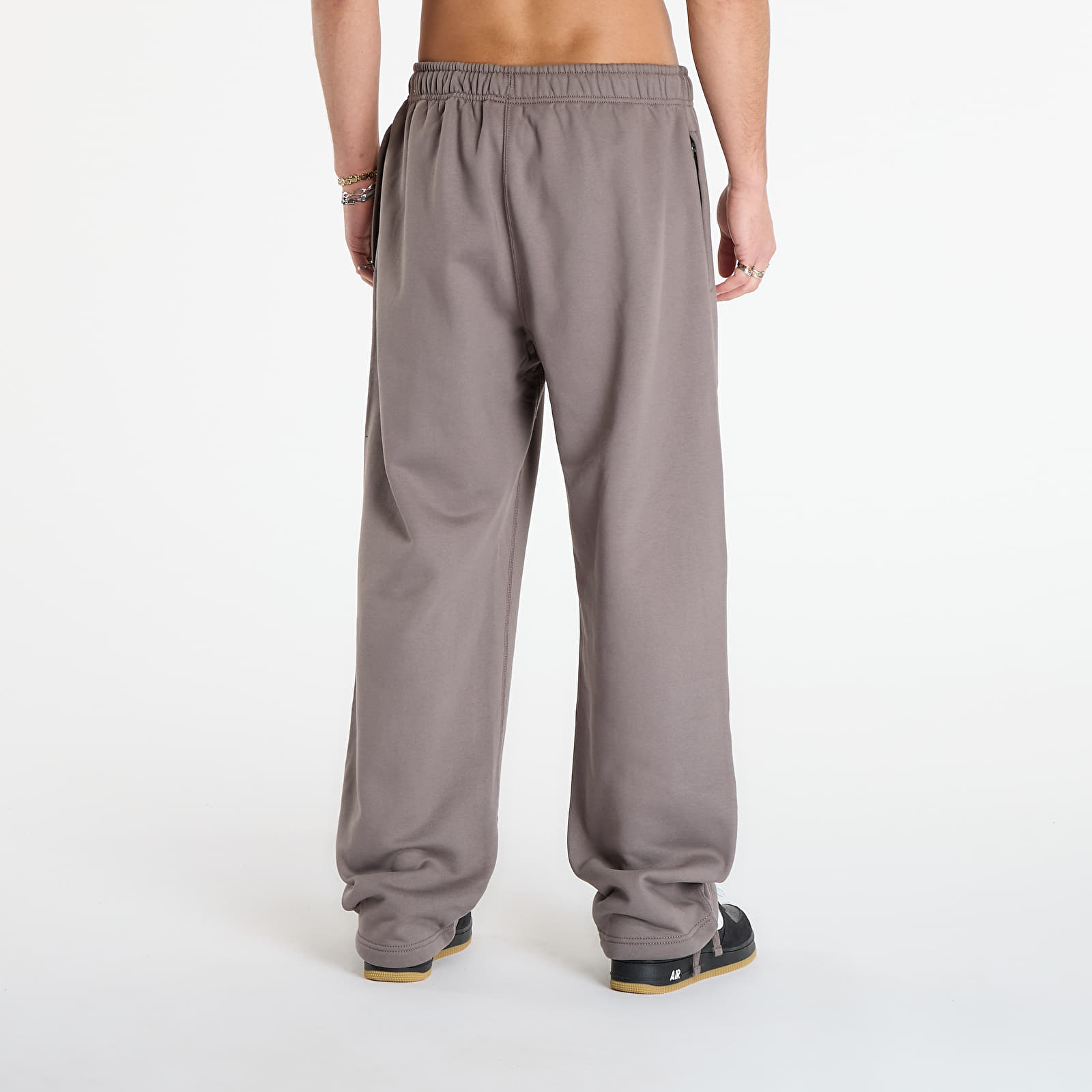 Joggingbukser Nike Solo Swoosh Men's Fleece Open-Hem Pants Cave Stone/ Cave Stone/ White