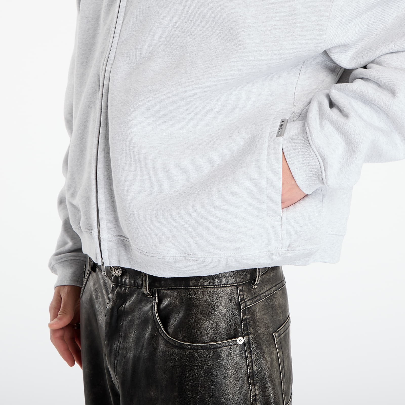 Men's hoodies REPRESENT Initial Boxy Zip Hoodie UNISEX Ice Grey Marl