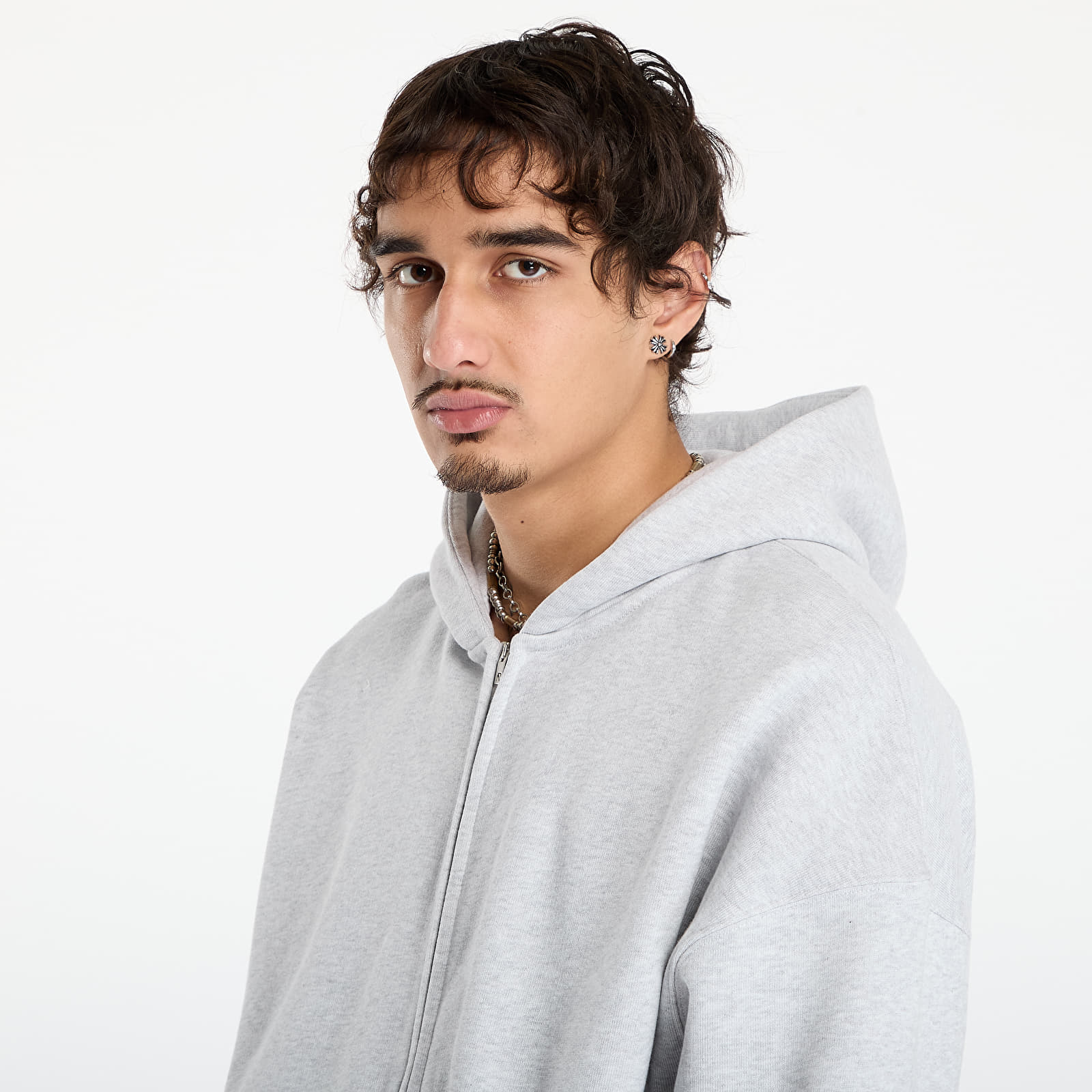 Men's hoodies REPRESENT Initial Boxy Zip Hoodie UNISEX Ice Grey Marl