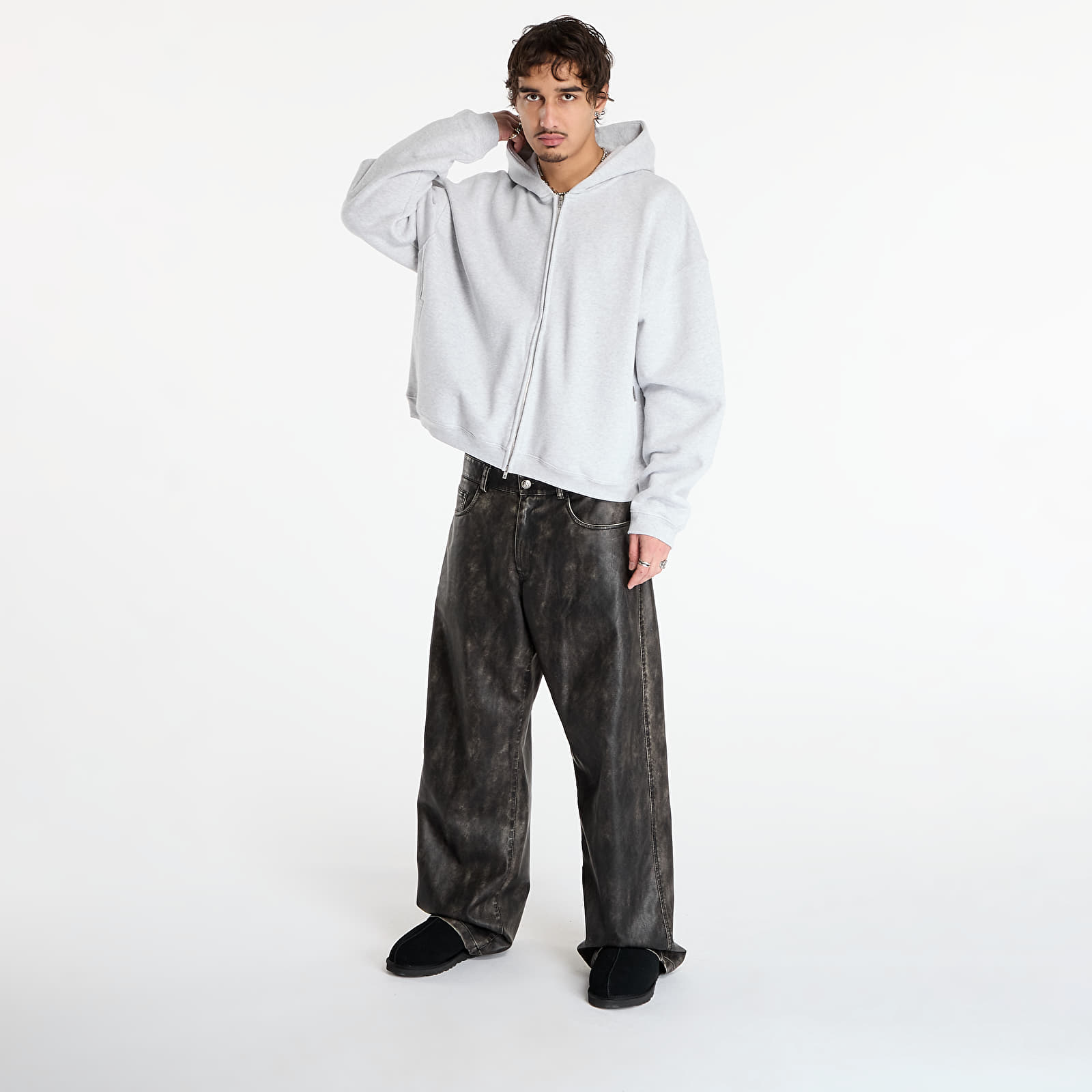 Men's hoodies REPRESENT Initial Boxy Zip Hoodie UNISEX Ice Grey Marl