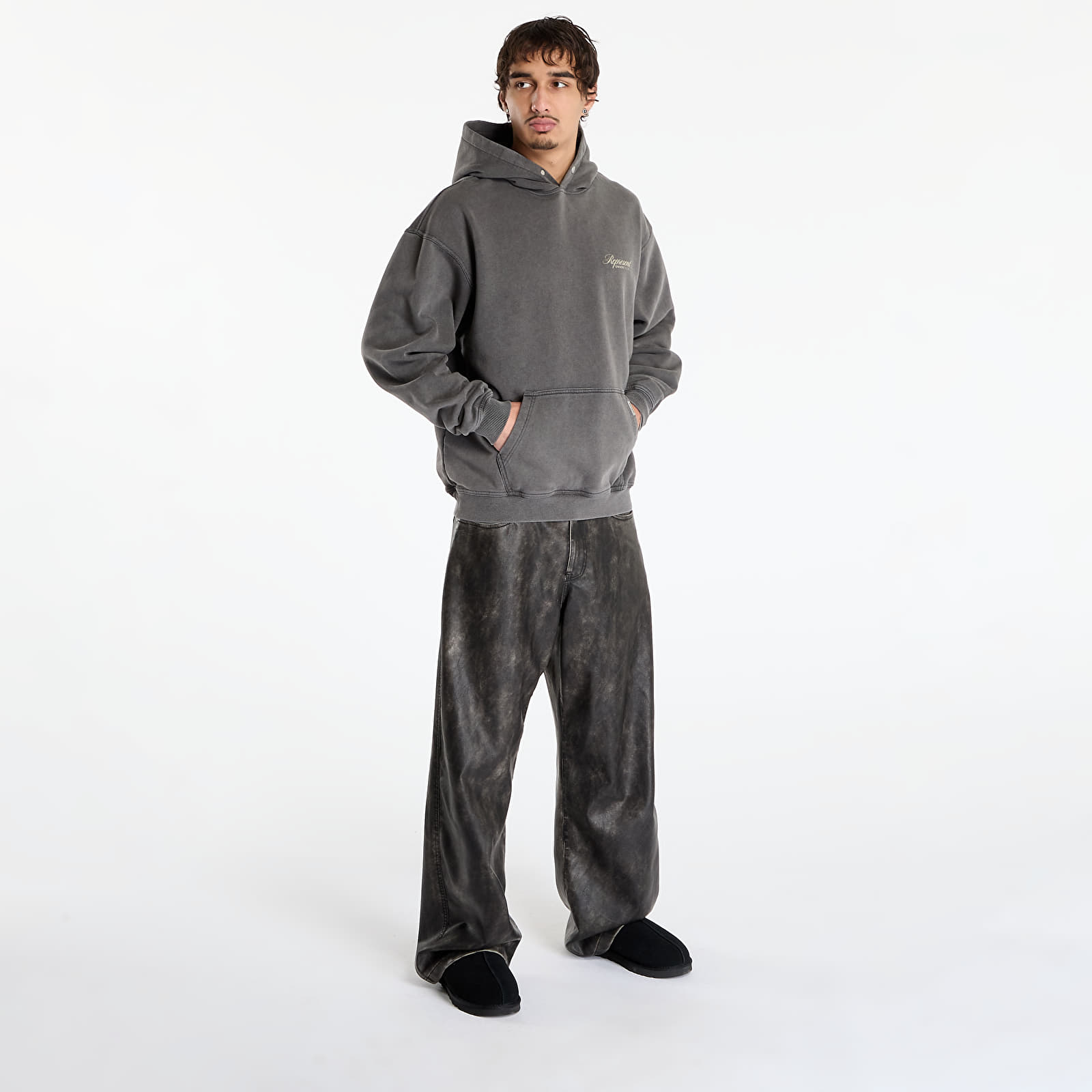 Luvtröjor för män REPRESENT Owners Club Script Hoodie UNISEX Vintage Grey