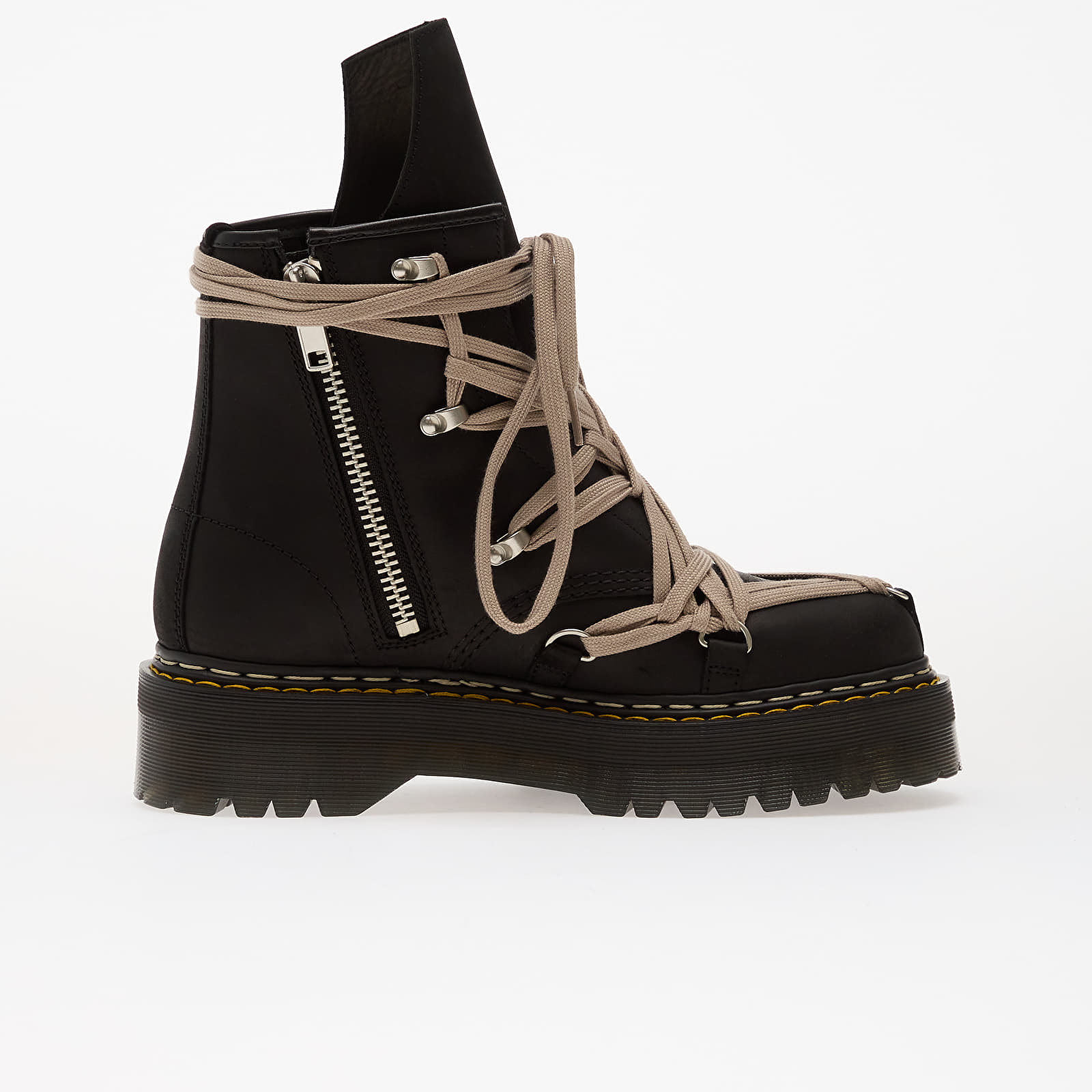 Herren Sneaker und Schuhe Rick Owens x Dr. Martens Leather Boots - 1460 Quad Sole Megalace® Boot Black