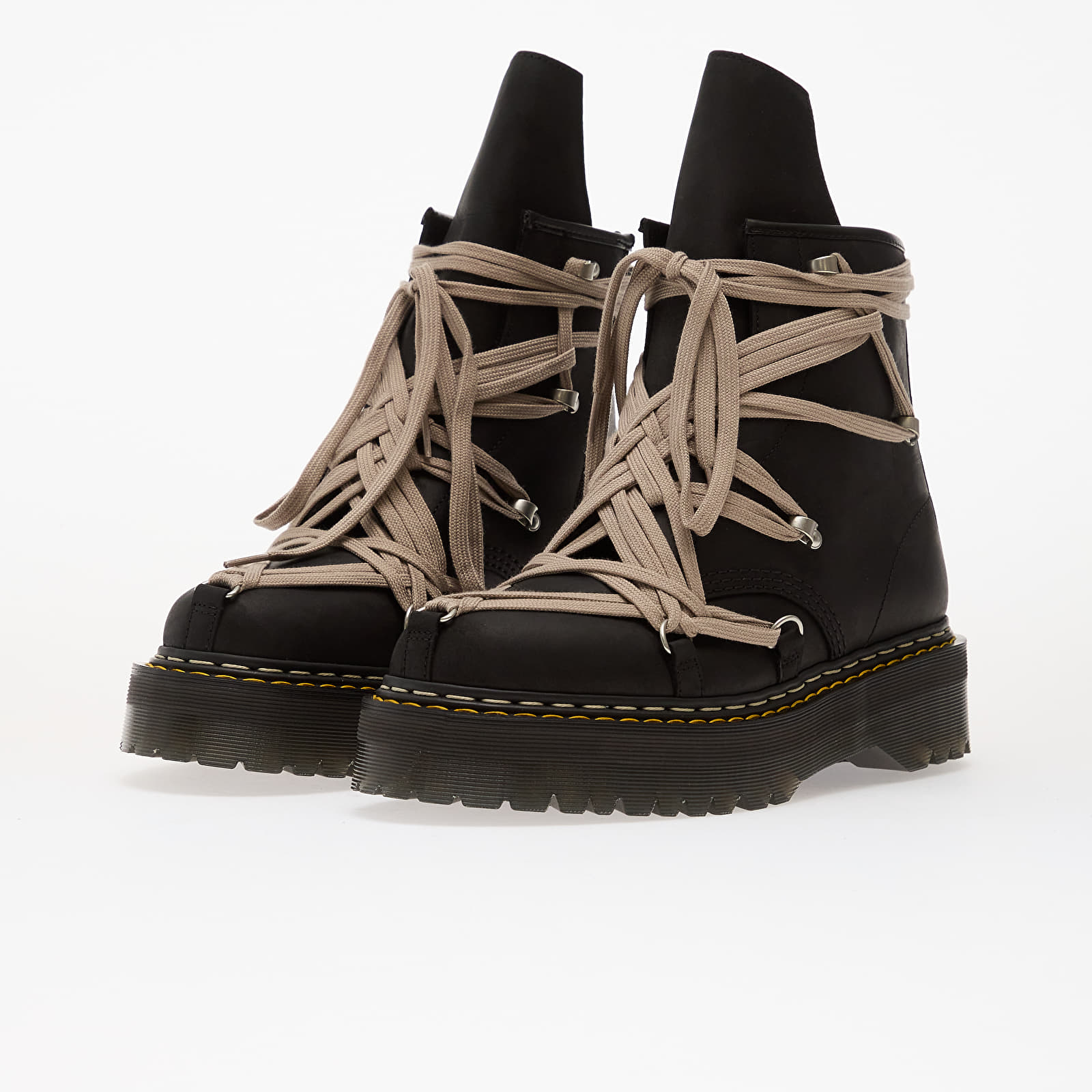 Herren Sneaker und Schuhe Rick Owens x Dr. Martens Leather Boots - 1460 Quad Sole Megalace® Boot Black
