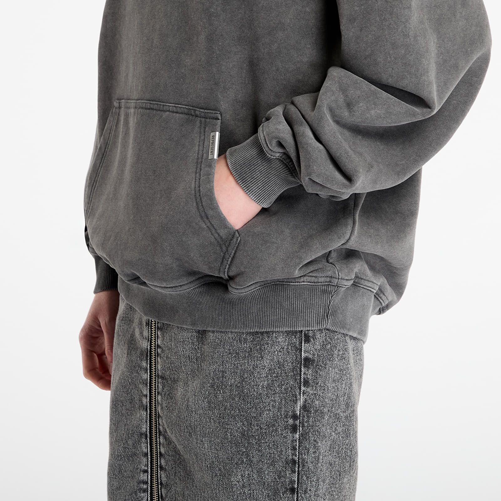 Luvtröjor för män REPRESENT Owners Club Script Hoodie UNISEX Vintage Grey