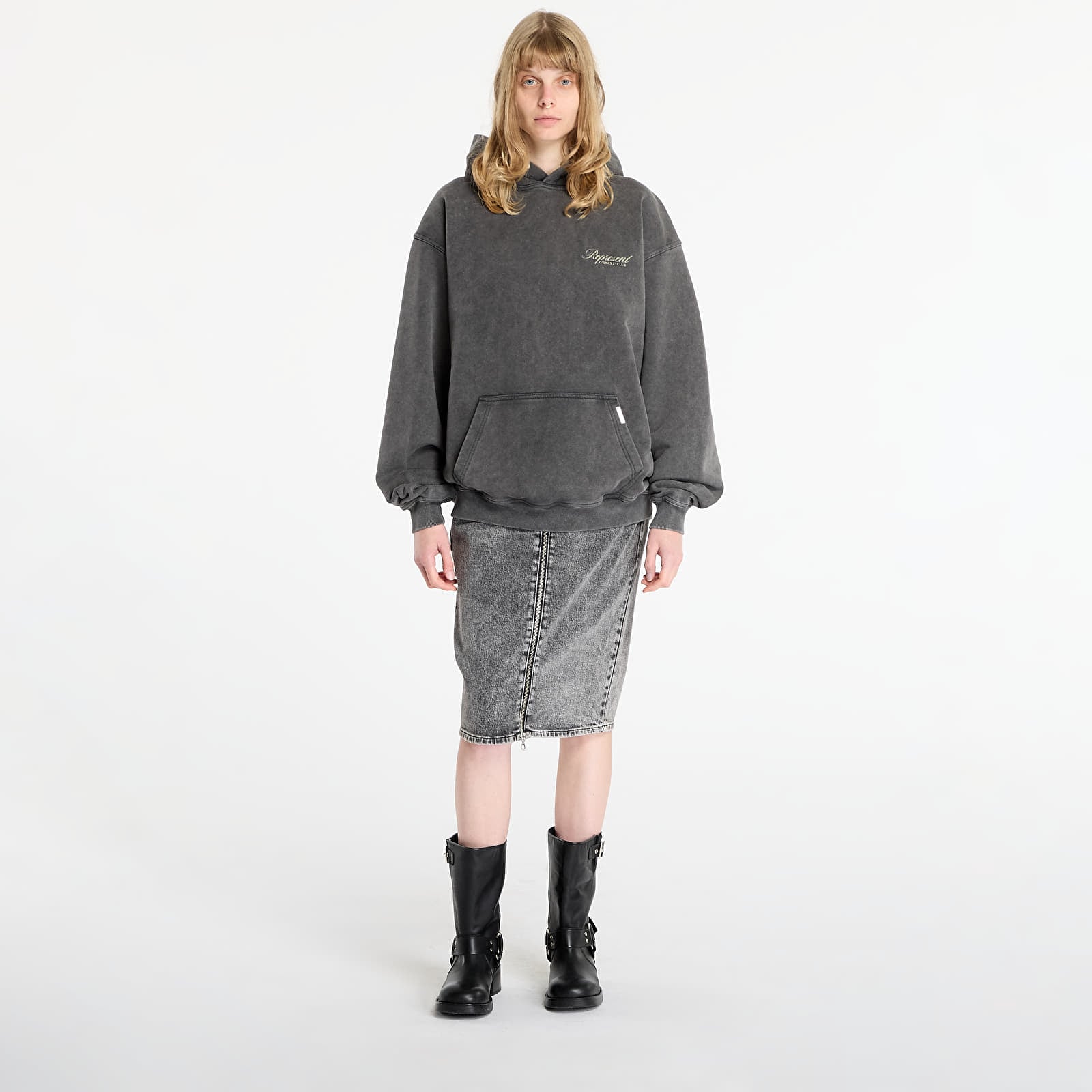 Luvtröjor för män REPRESENT Owners Club Script Hoodie UNISEX Vintage Grey