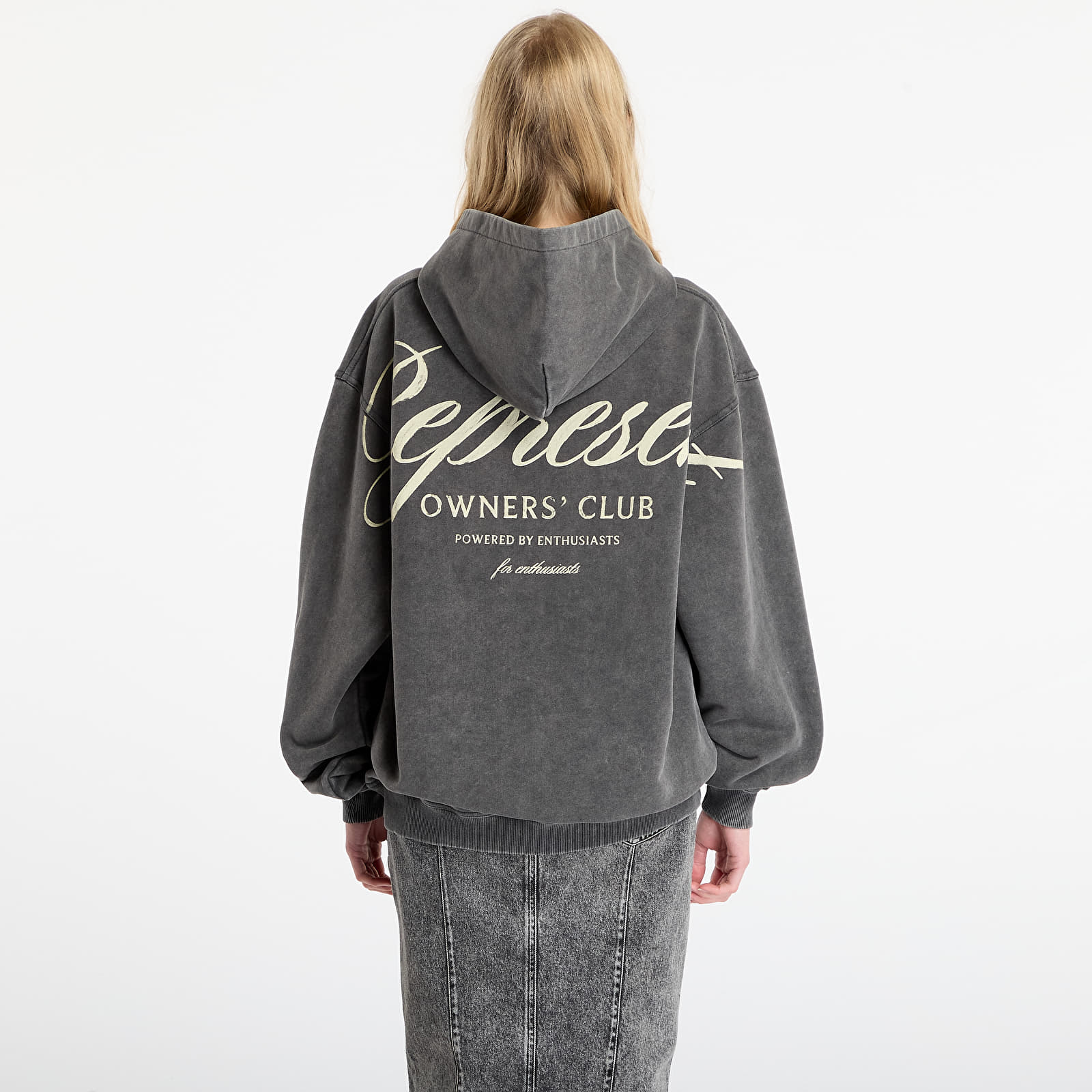 Luvtröjor för män REPRESENT Owners Club Script Hoodie UNISEX Vintage Grey