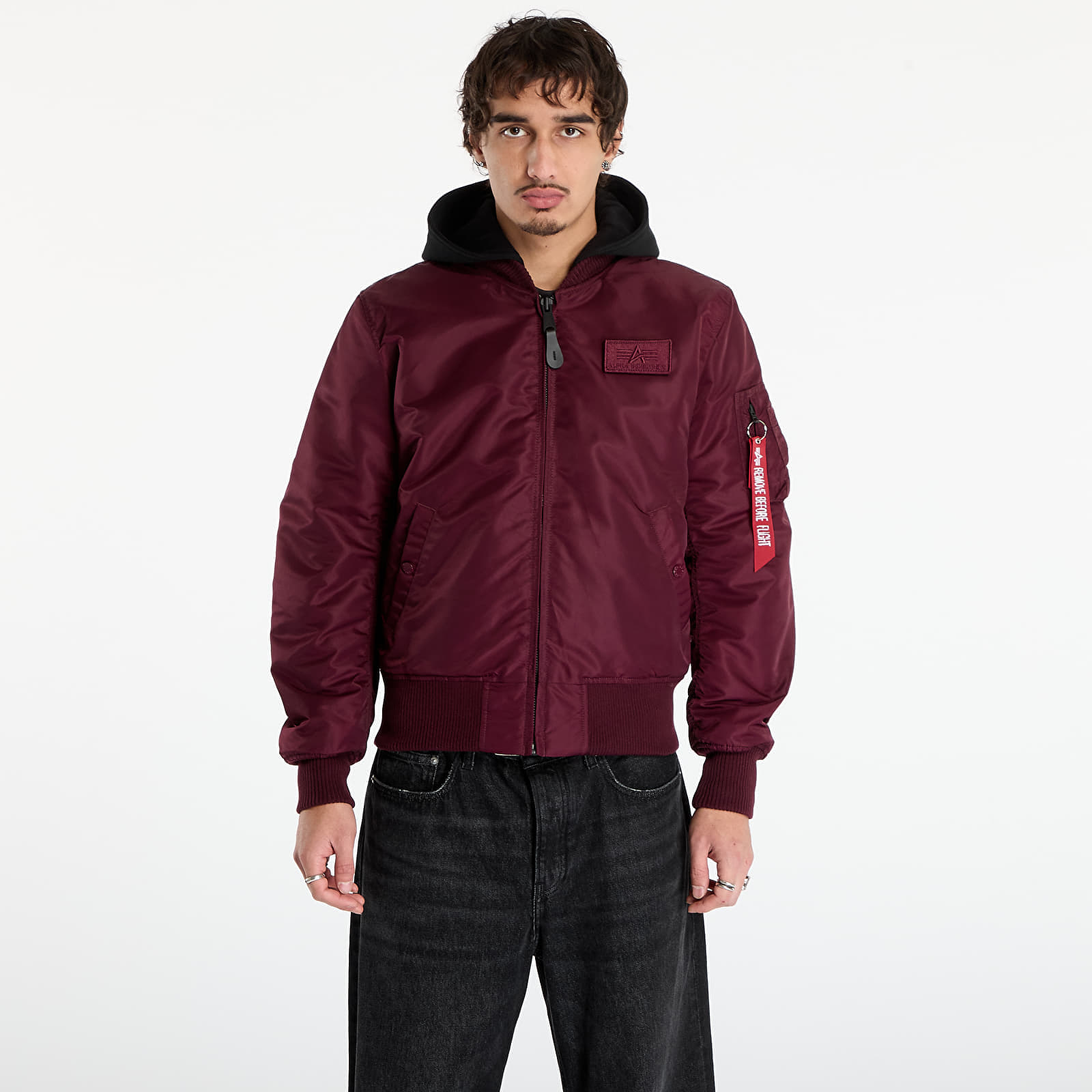 Jachetă Alpha Industries MA-1 Zip Hood Backprint Dark Cherry XL