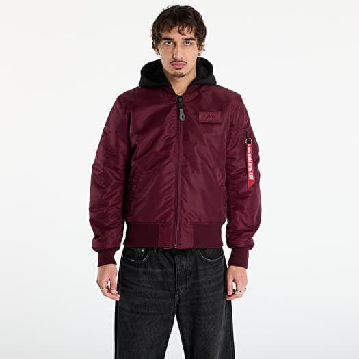 Alpha Industries MA-1 Zip Hood Backprint Dark Cherry