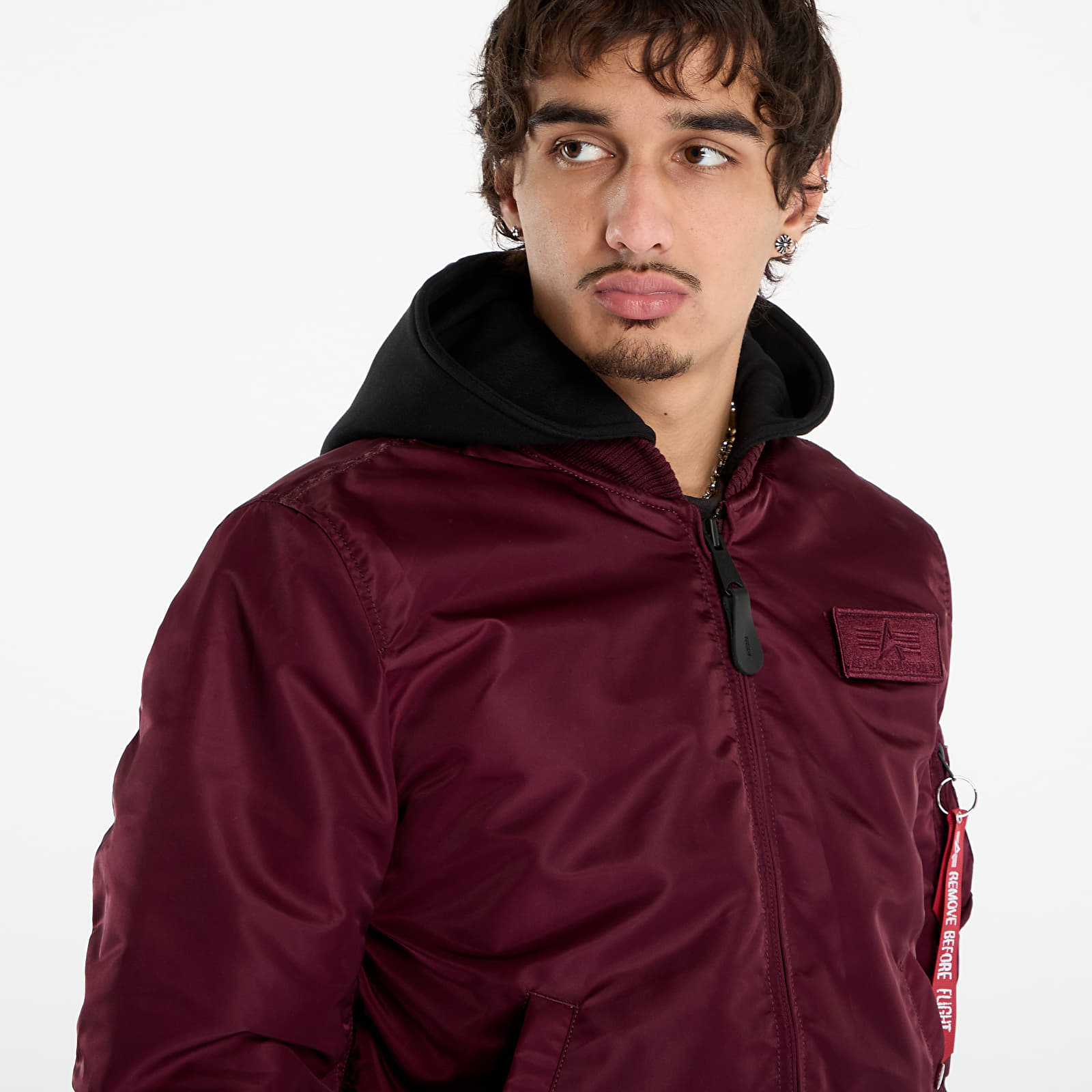 Jakas Alpha Industries MA-1 Zip Hood Backprint Dark Cherry