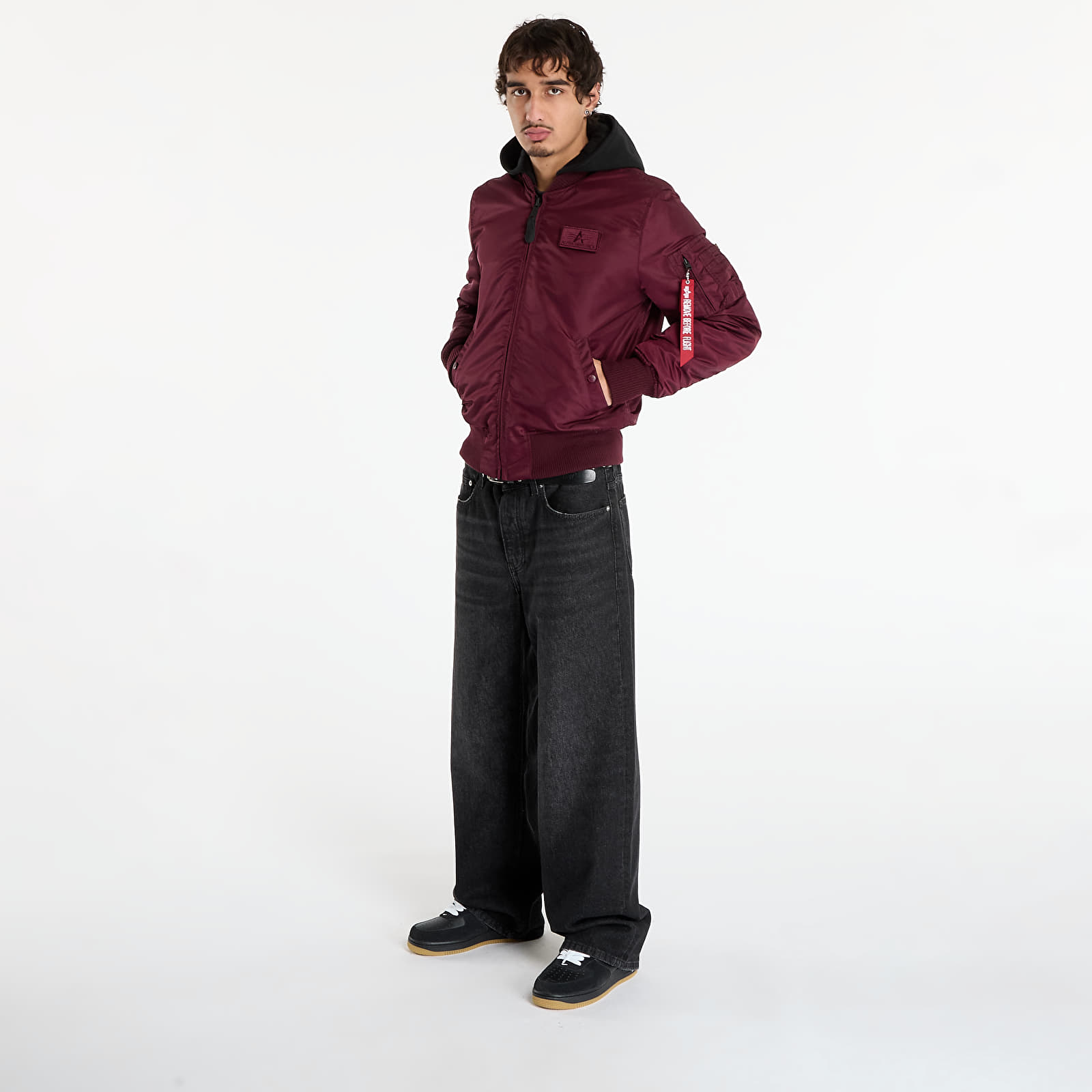 Jakas Alpha Industries MA-1 Zip Hood Backprint Dark Cherry