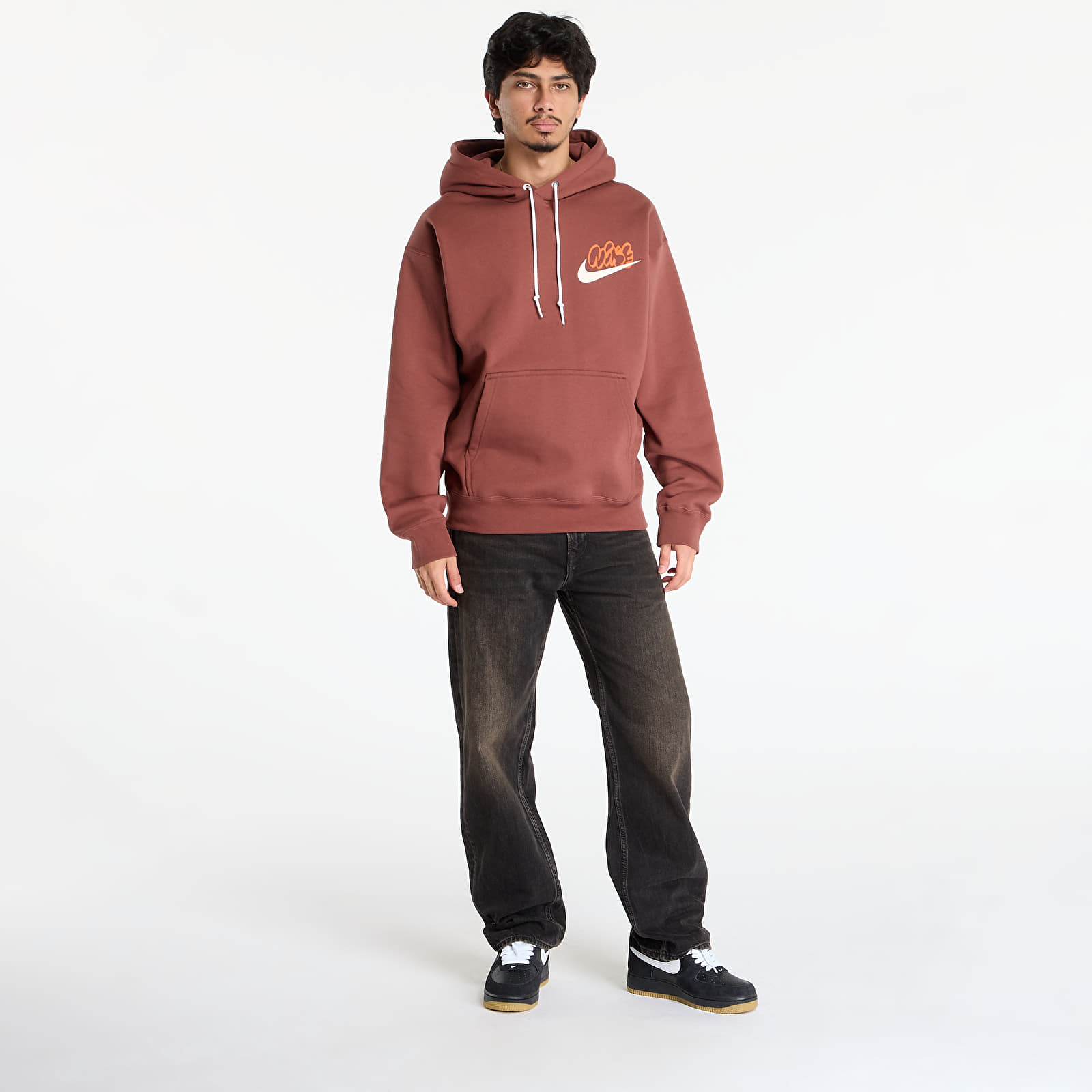 Dukserice Nike Solo Swoosh Men's Fleece Hoodie Red Sepia