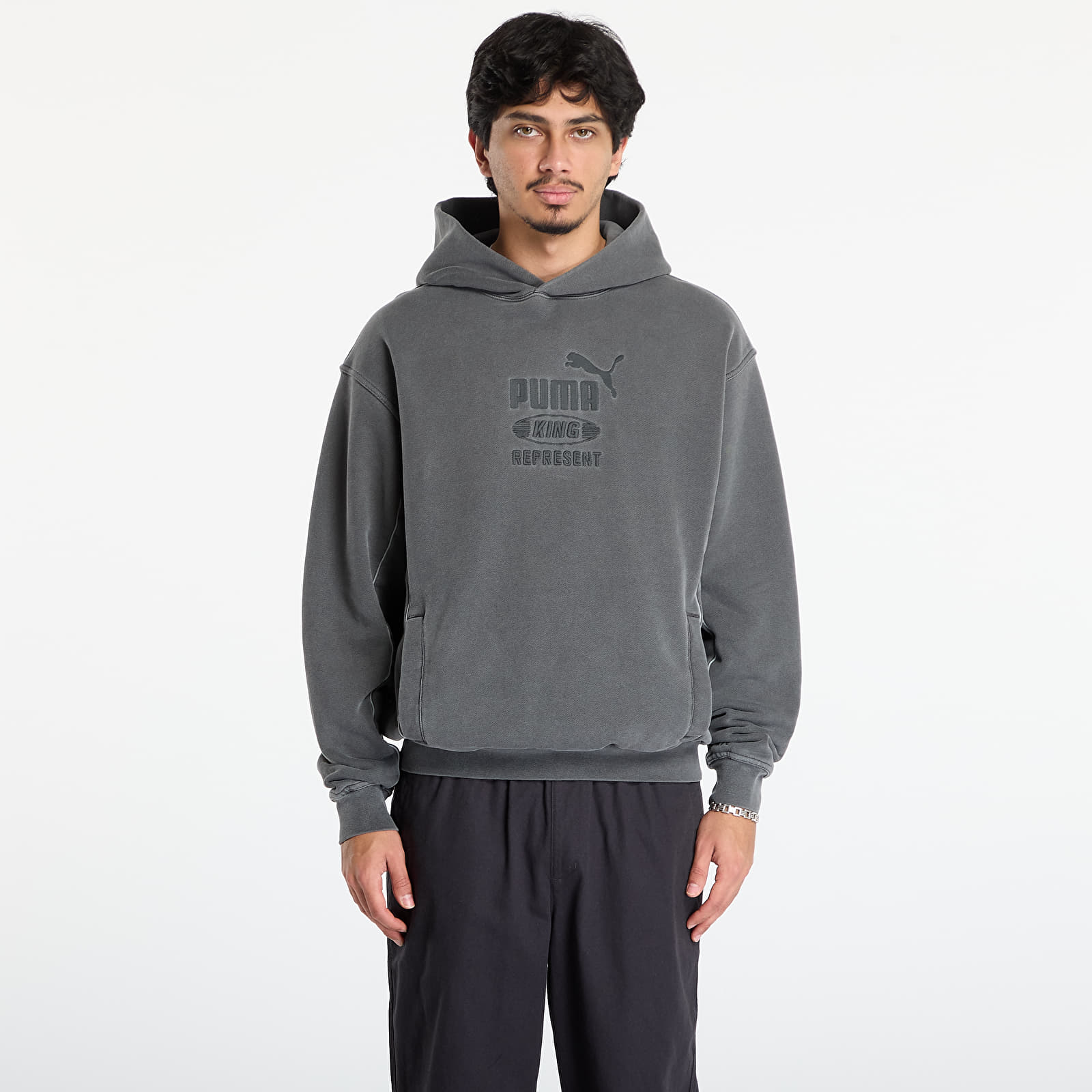 Pánské mikiny Puma x REPRESENT Graphic Hoodie Flat Dark Gray
