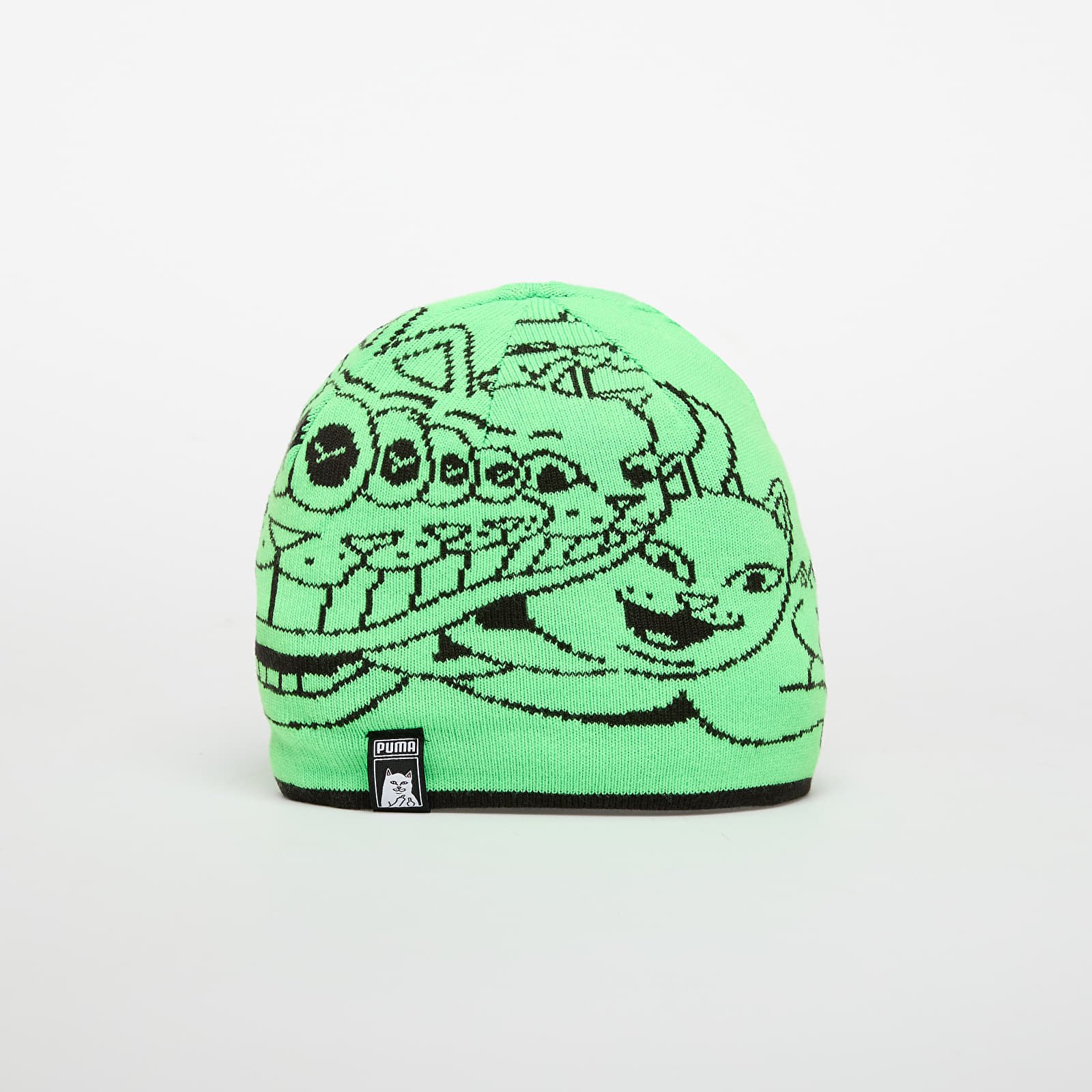 Čepice Puma x RIPNDIP Reversable Skull Beanie Puma Black/ Fluro Green Pes