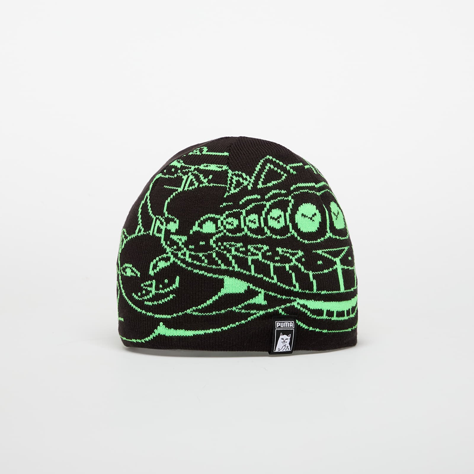 Čepice Puma x RIPNDIP Reversable Skull Beanie Puma Black/ Fluro Green Pes