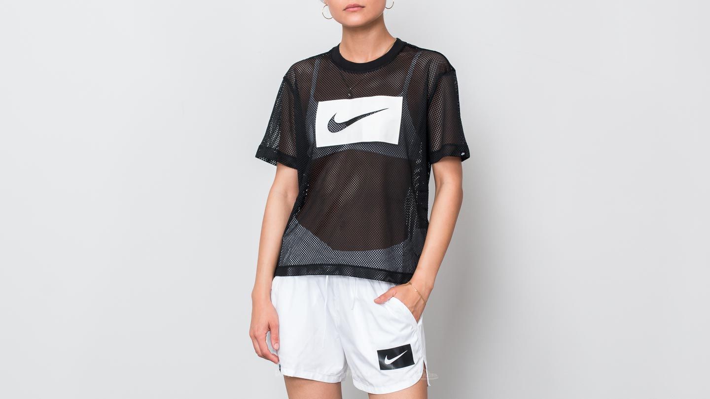 Topy Nike Sportswear Mesh Swoosh Top Black/ White