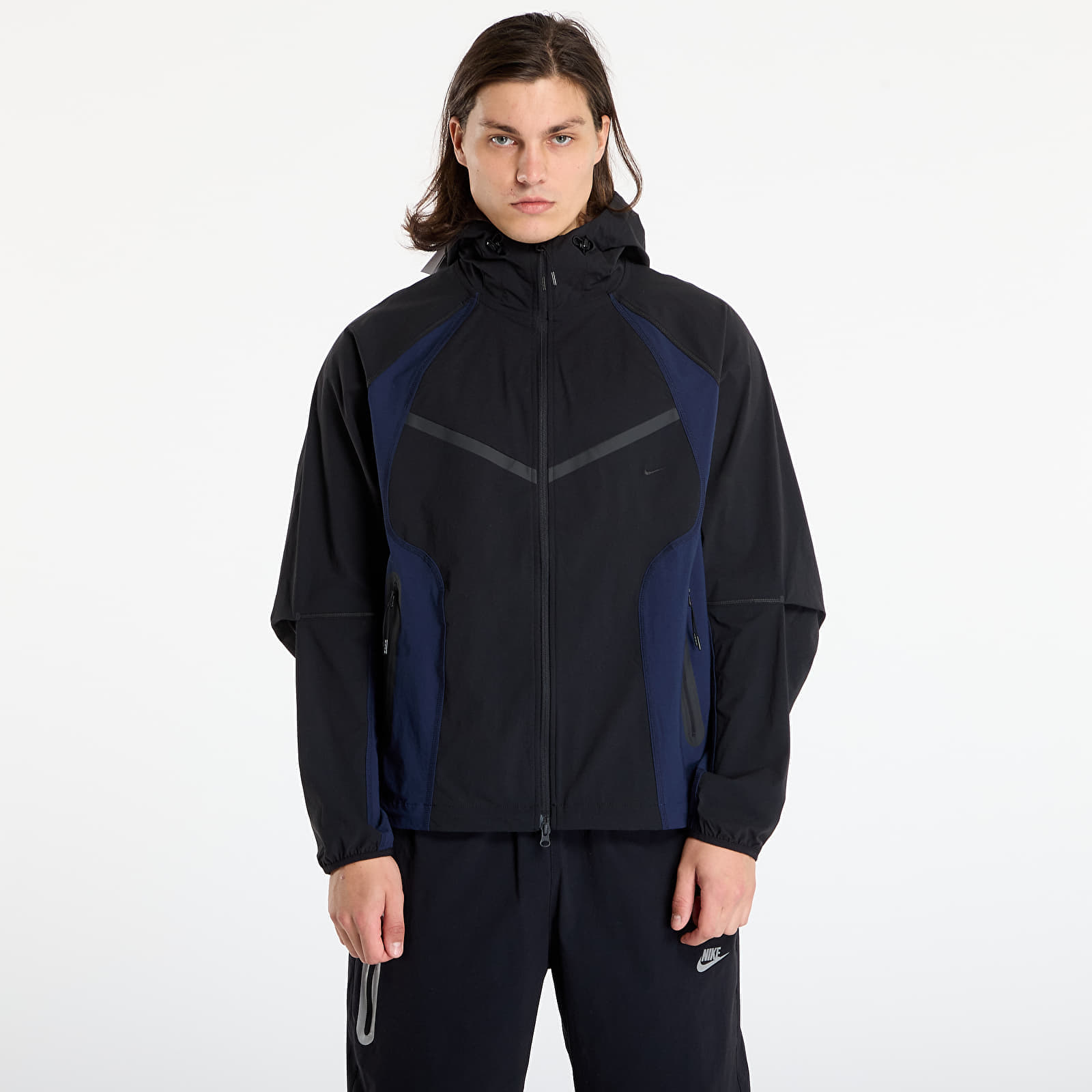 Jachetă Nike Tech Mens Dri-FIT Woven Color-Block Windrunner Loose Jacket Black/ Obsidian/ Black S