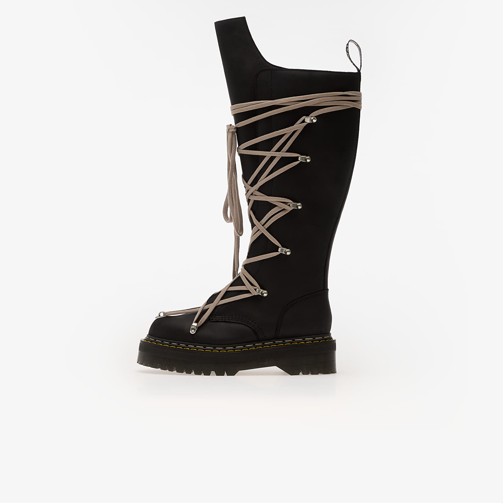 Sko til mænd Rick Owens x Dr. Martens Leather Boots - 1B60 Quad Sole Pentalace Boot Black